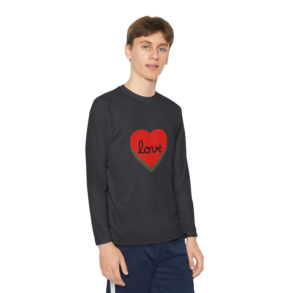Youth Long Sleeve Tee — Red Heart "love" Graphic