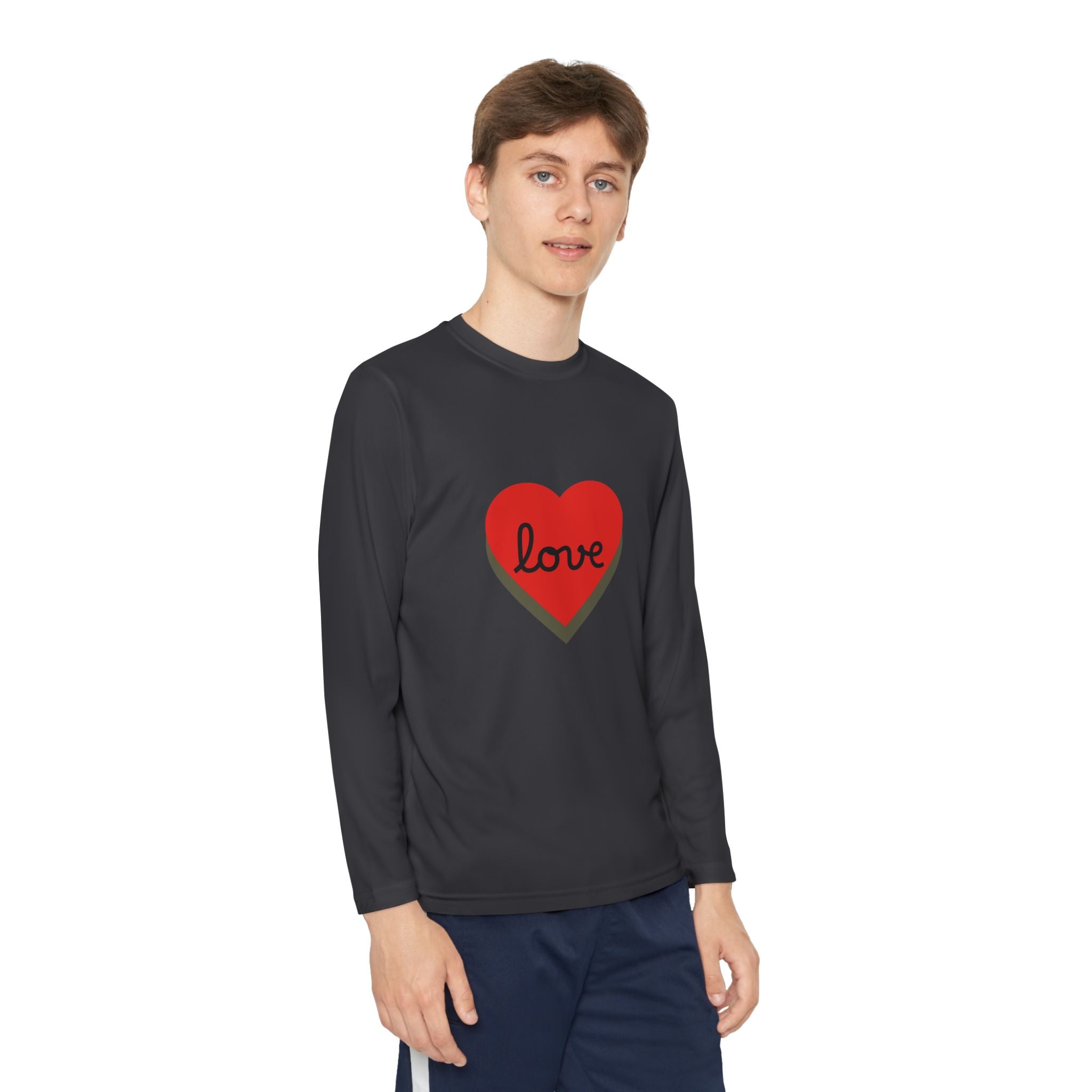 Youth Long Sleeve Tee — Red Heart "love" Graphic