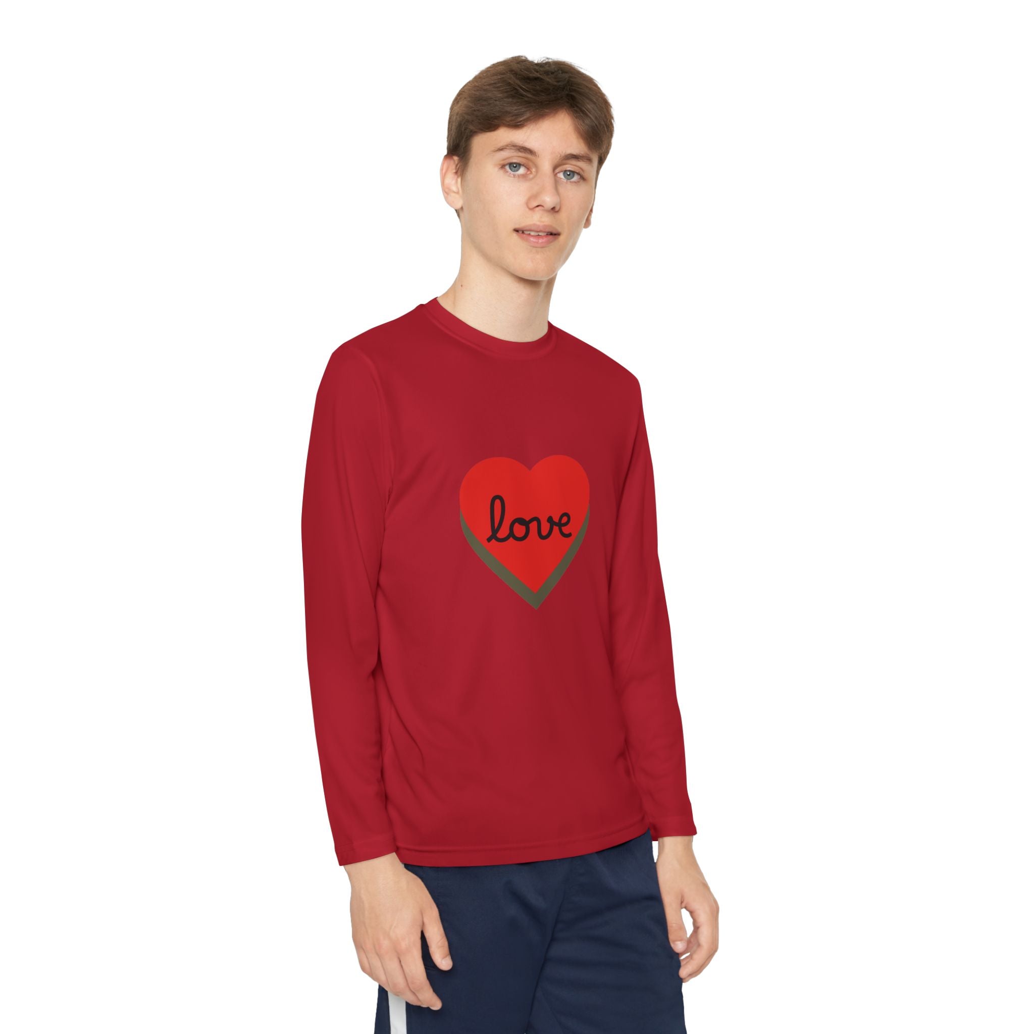 Youth Long Sleeve Tee — Red Heart "love" Graphic