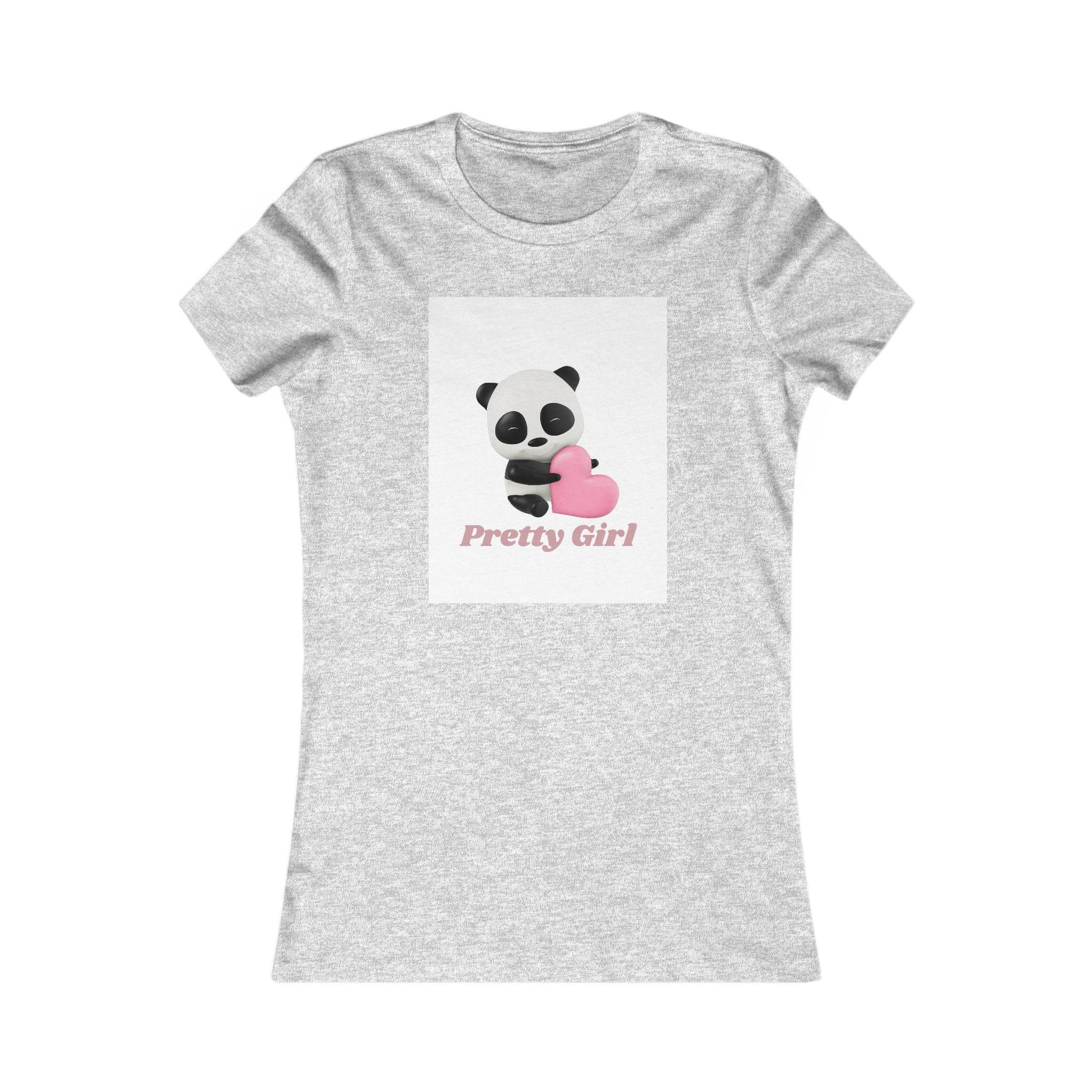 Pretty Girl Panda Tee — Cute Women's Graphic T-Shirt with Pink Heart