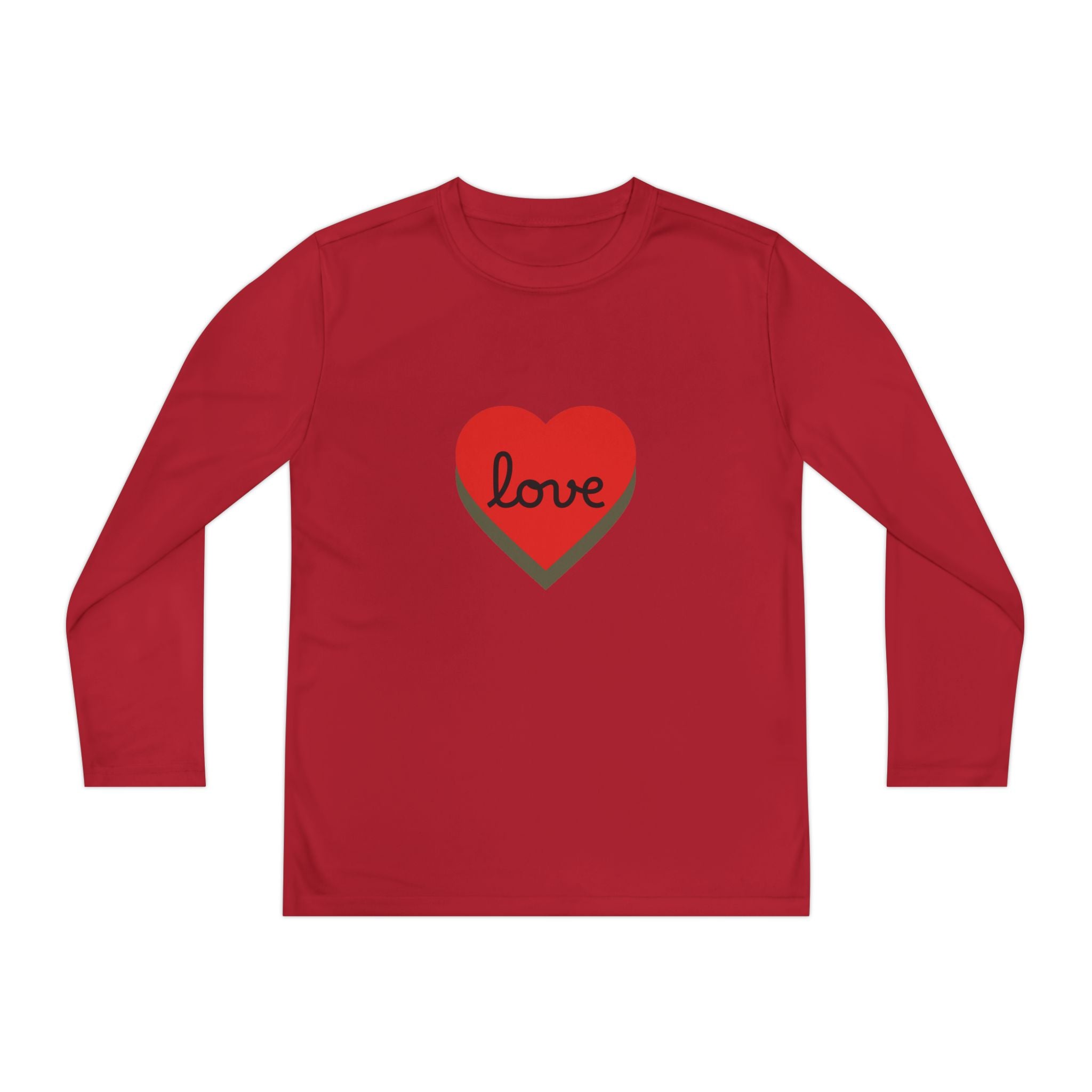 Youth Long Sleeve Tee — Red Heart "love" Graphic
