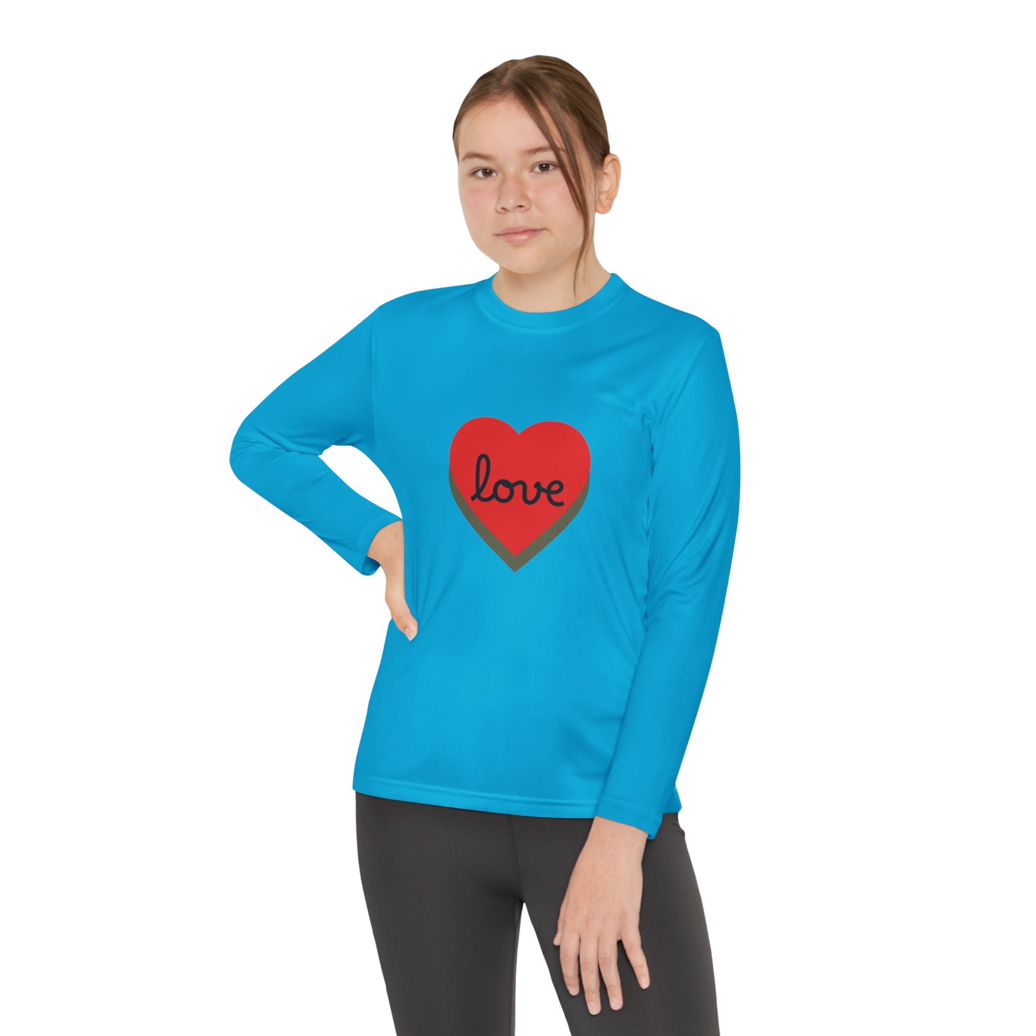 Youth Long Sleeve Tee — Red Heart "love" Graphic