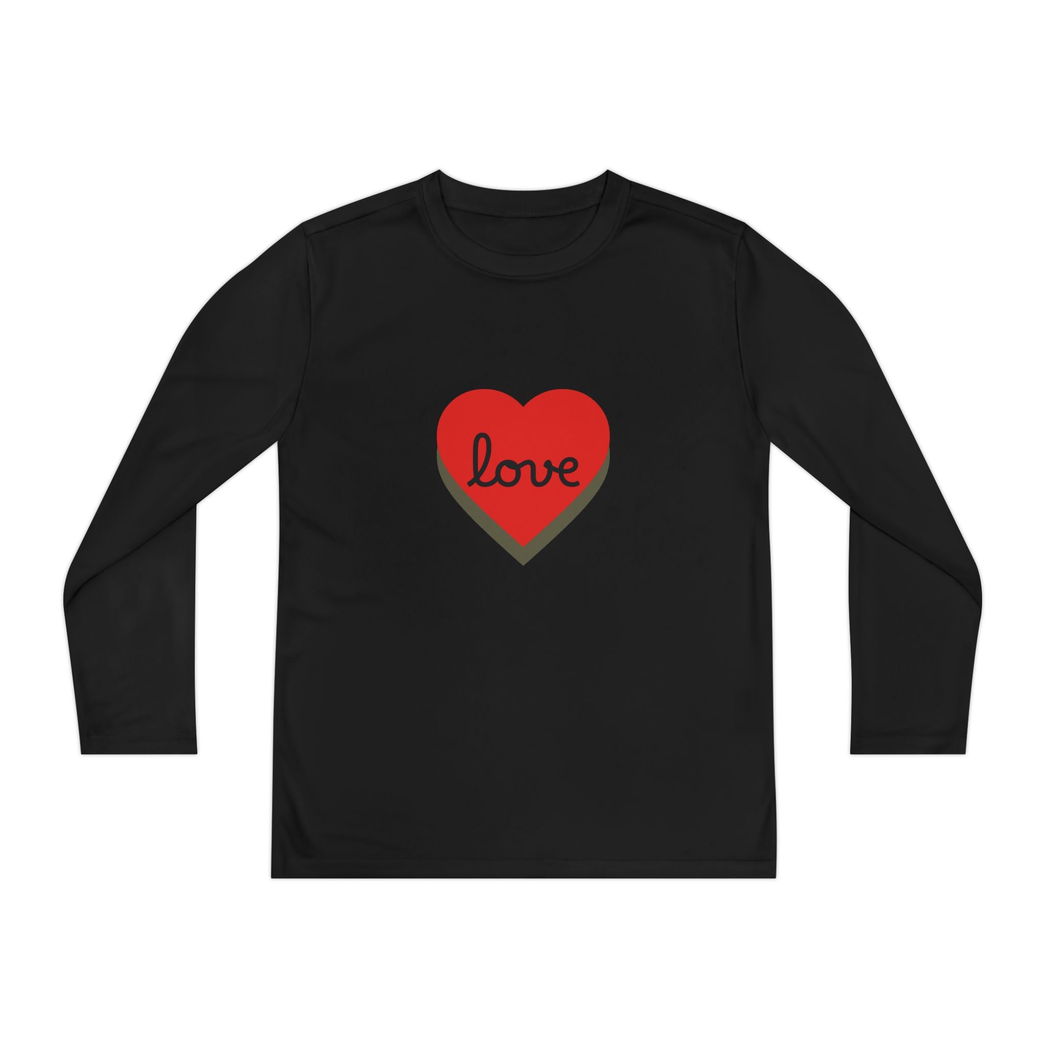 Youth Long Sleeve Tee — Red Heart "love" Graphic