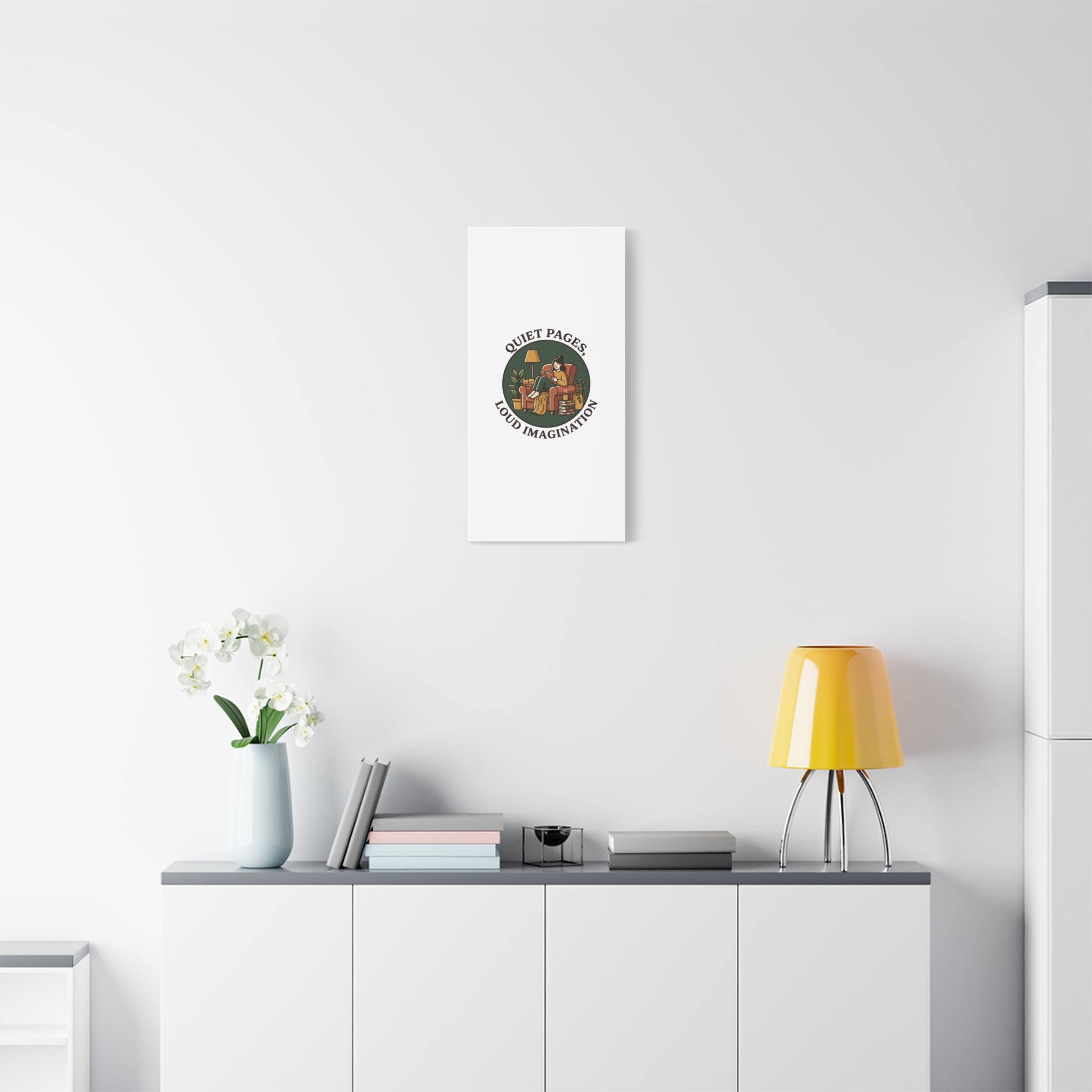 Quiet Pages Loud Imagination Canvas | Book Lover, Cozy Reading, Library Aesthetic