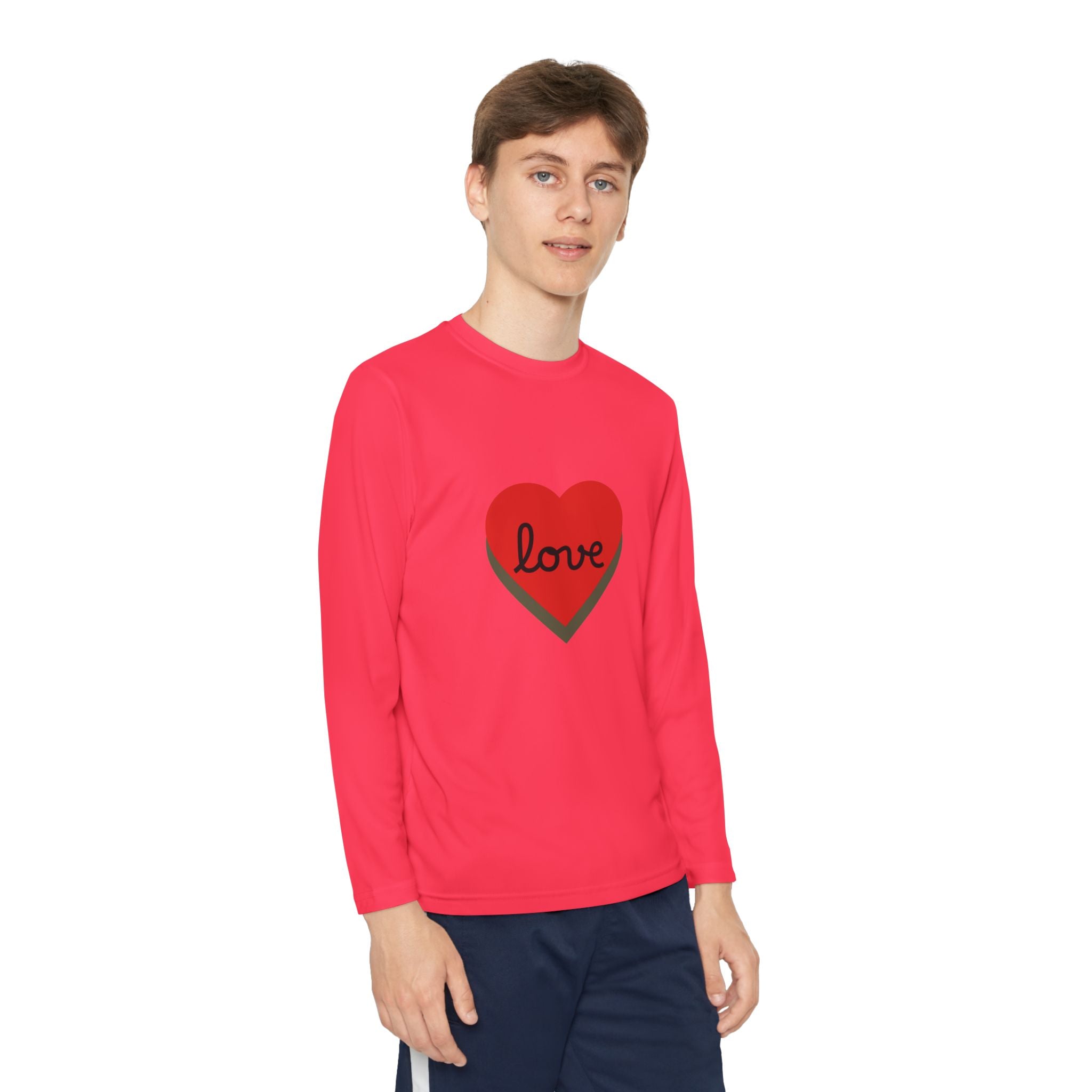 Youth Long Sleeve Tee — Red Heart "love" Graphic