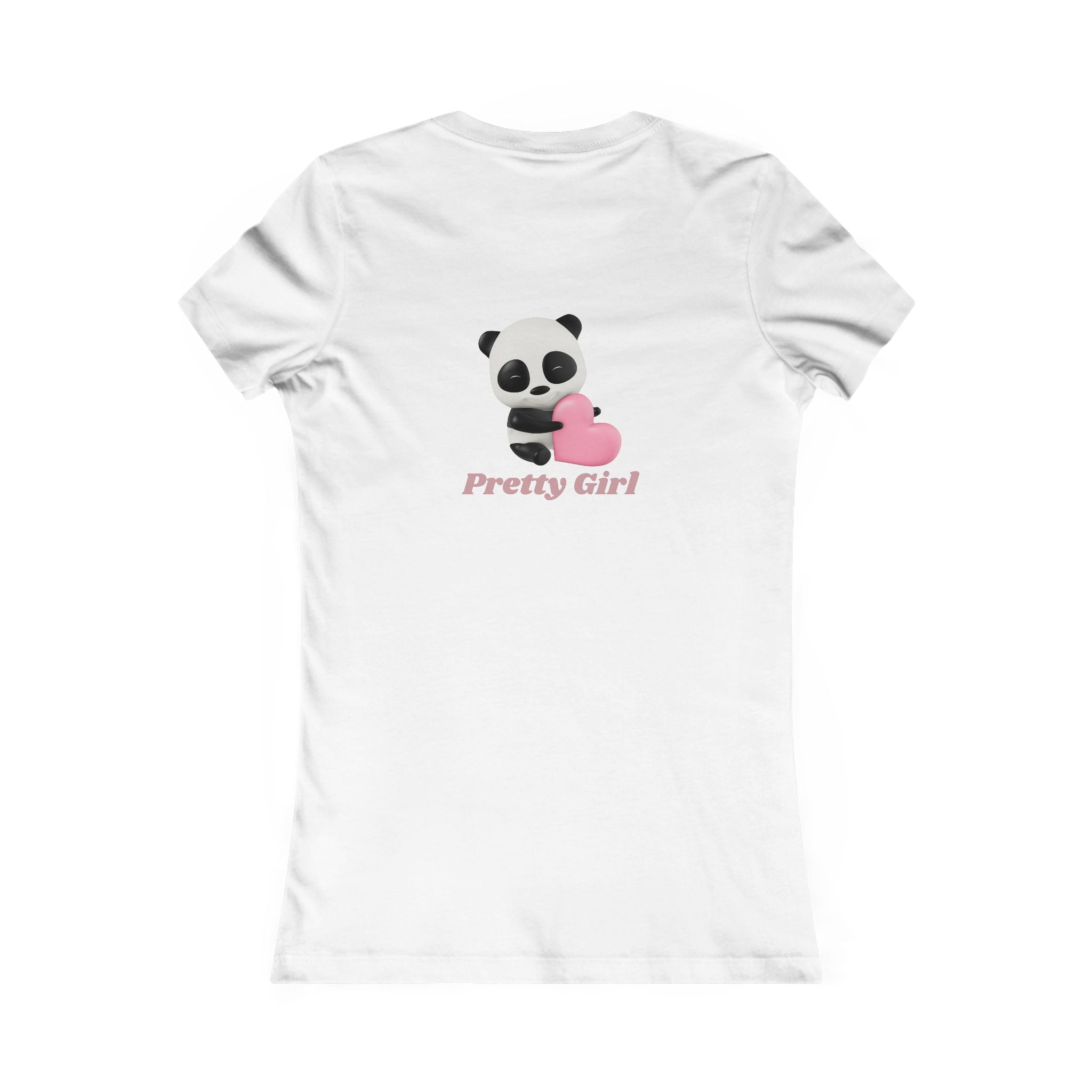 Pretty Girl Panda Tee — Cute Women's Graphic T-Shirt with Pink Heart