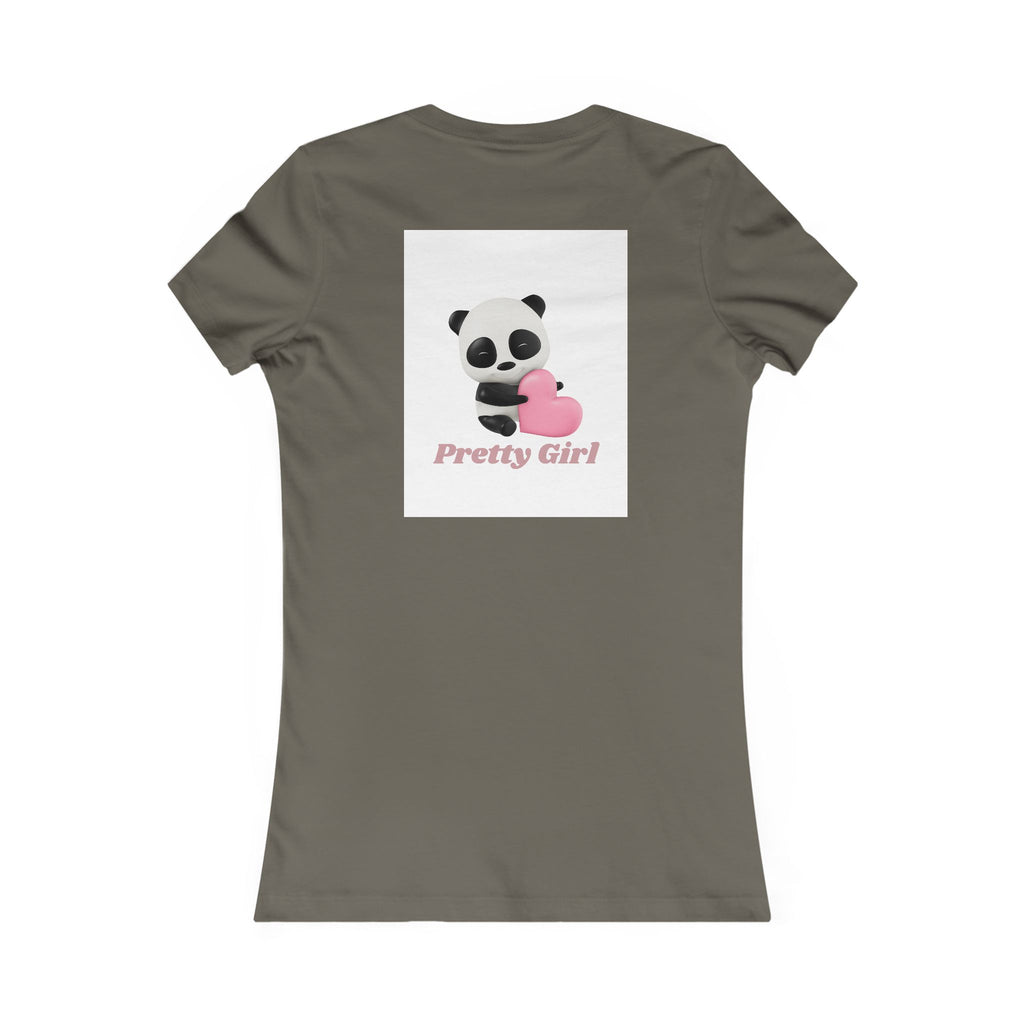 Pretty Girl Panda Tee — Cute Women's Graphic T-Shirt with Pink Heart