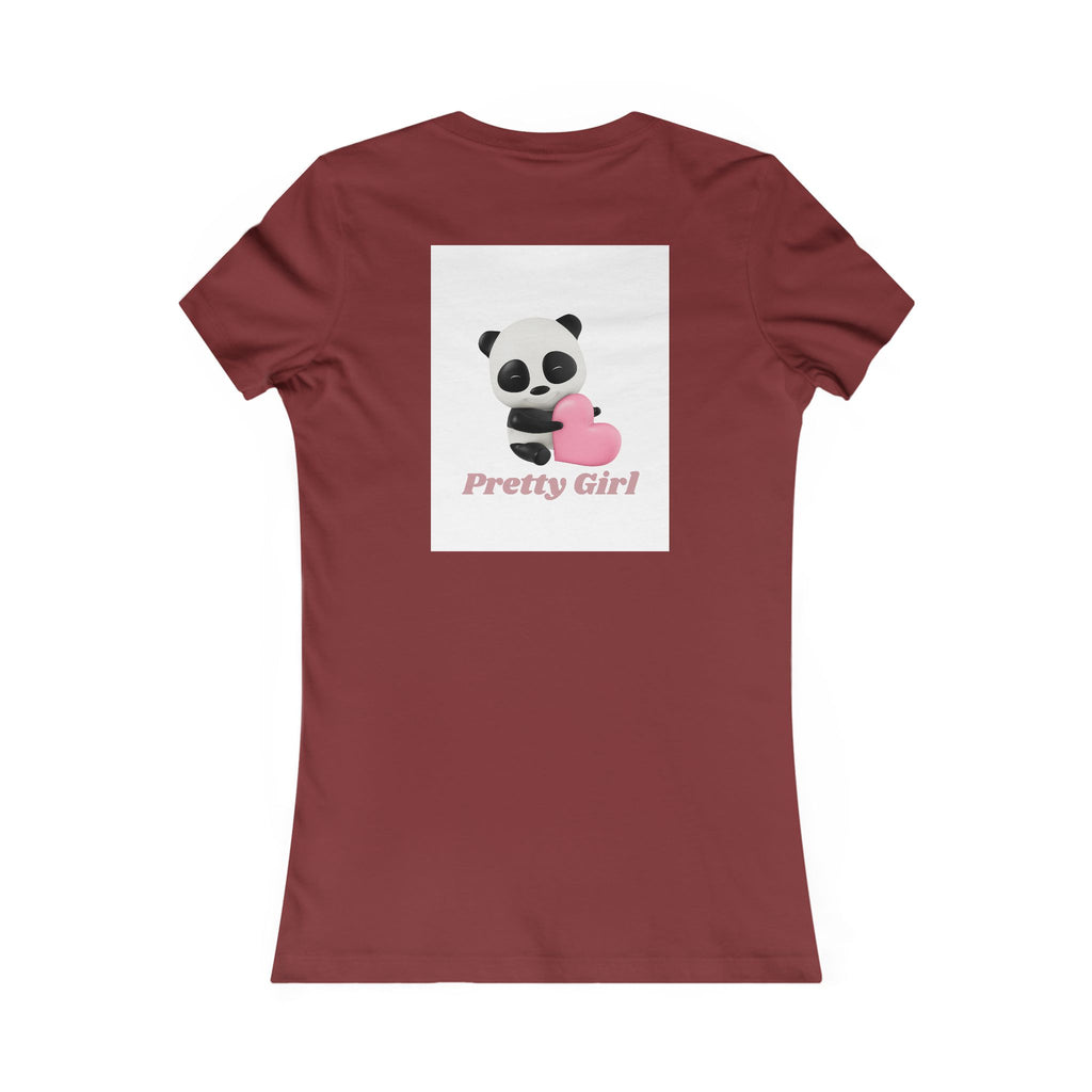 Pretty Girl Panda Tee — Cute Women's Graphic T-Shirt with Pink Heart
