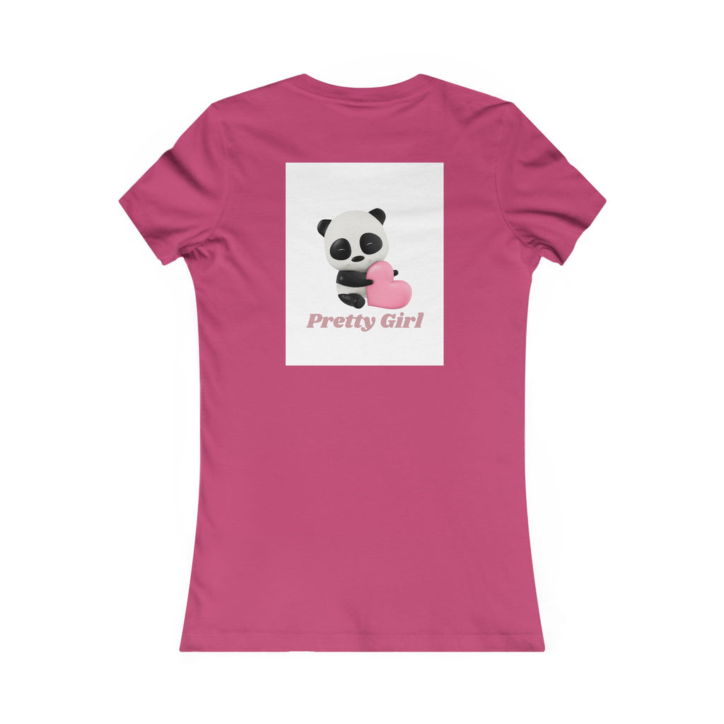 Pretty Girl Panda Tee — Cute Women's Graphic T-Shirt with Pink Heart