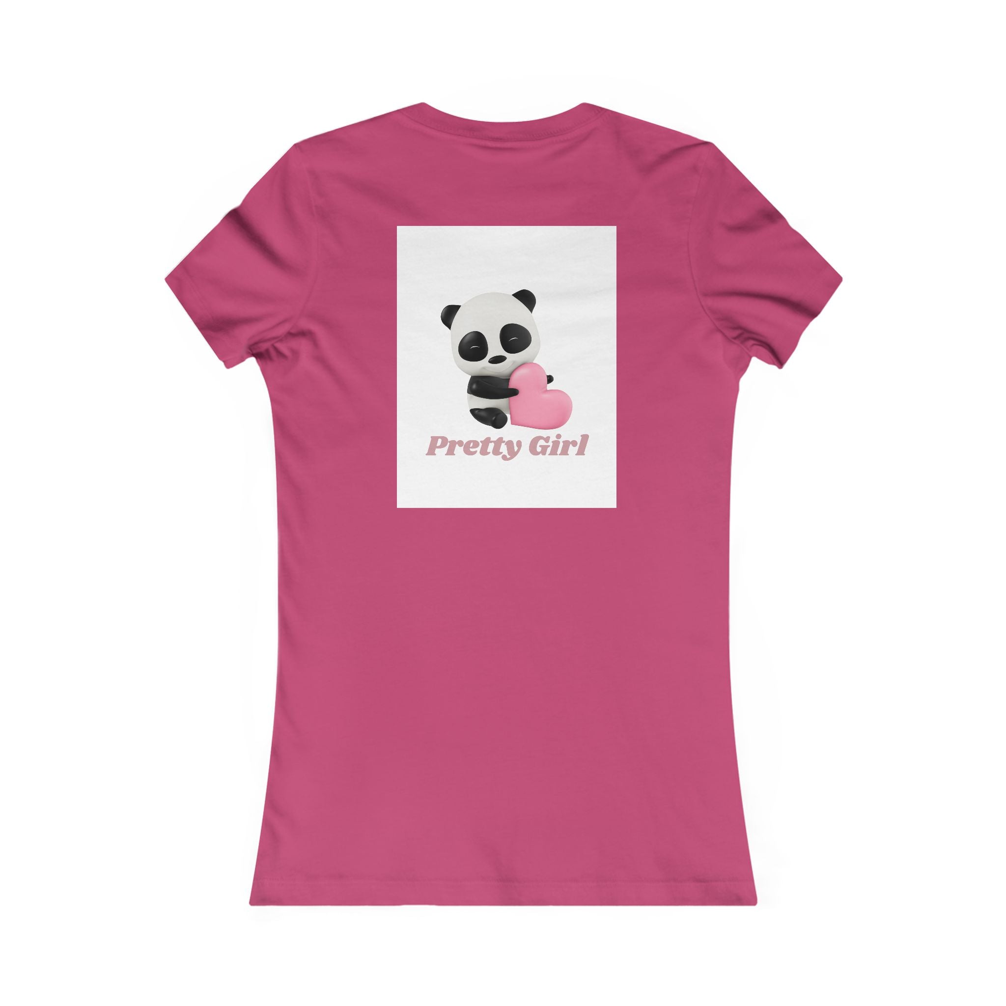 Pretty Girl Panda Tee — Cute Women's Graphic T-Shirt with Pink Heart