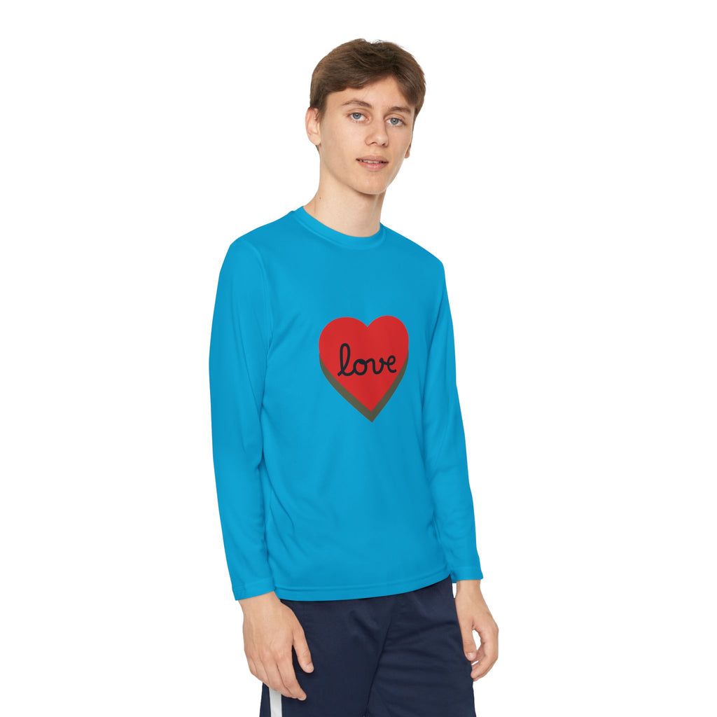 Youth Long Sleeve Tee — Red Heart "love" Graphic