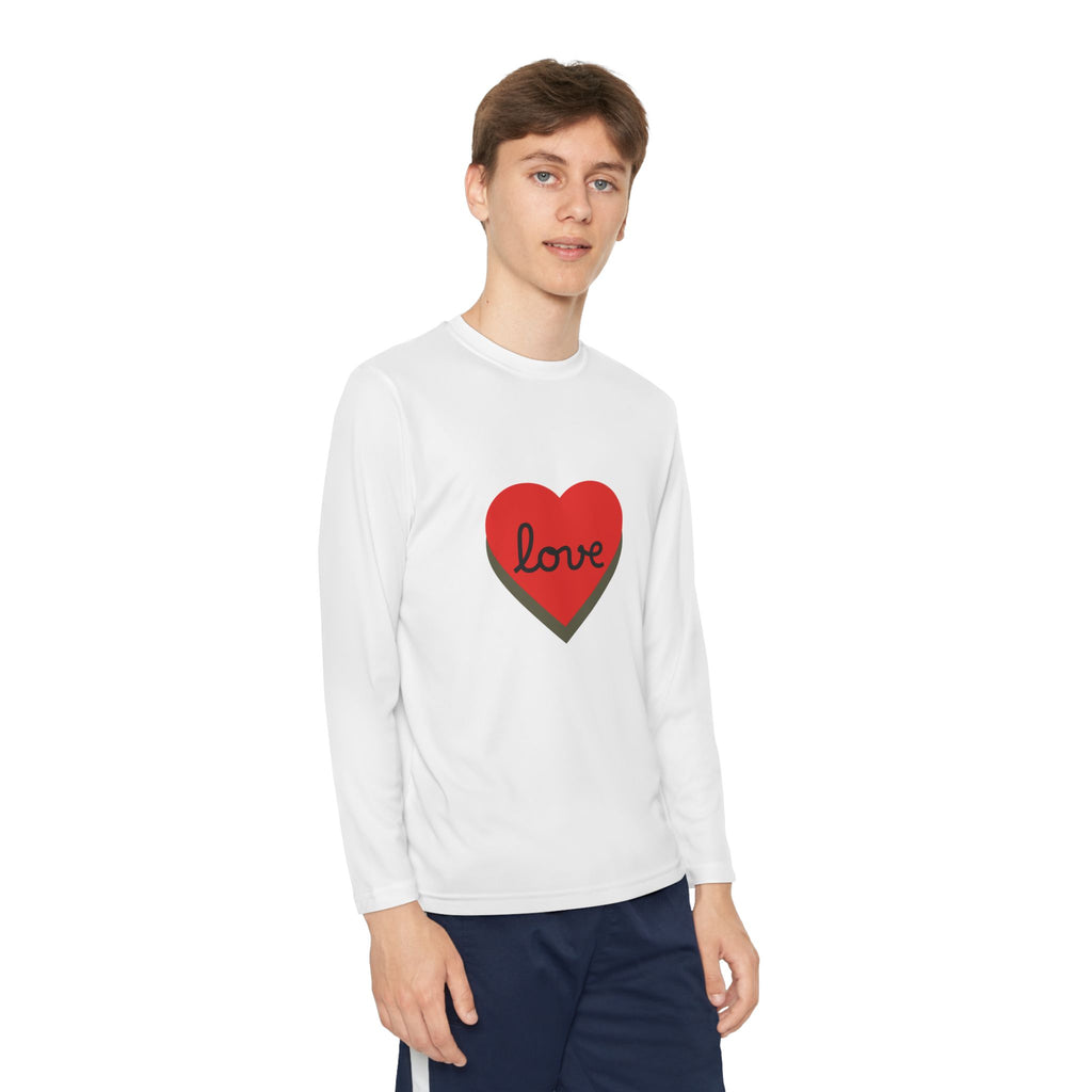 Youth Long Sleeve Tee — Red Heart "love" Graphic