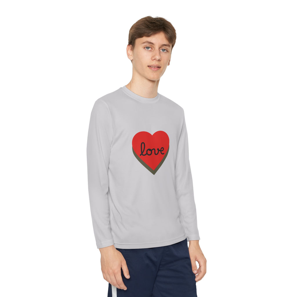 Youth Long Sleeve Tee — Red Heart "love" Graphic