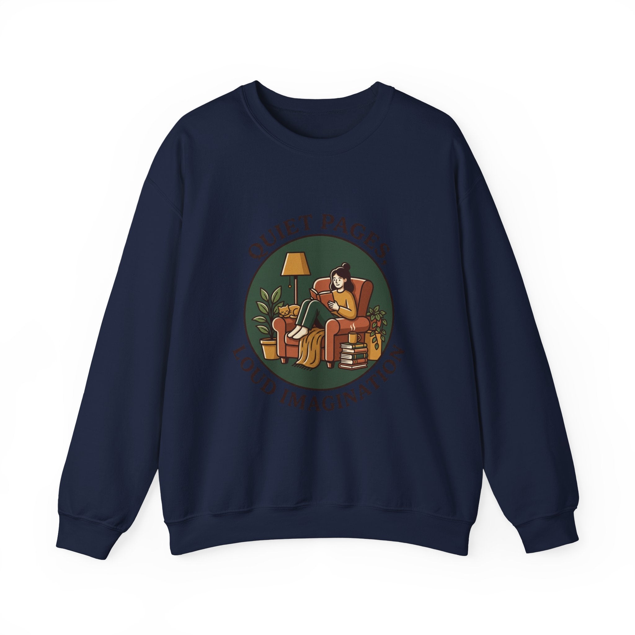 Quiet Pages Loud Imagination Crewneck Sweatshirt | Bookish Cozy Reading, Library Aesthetic