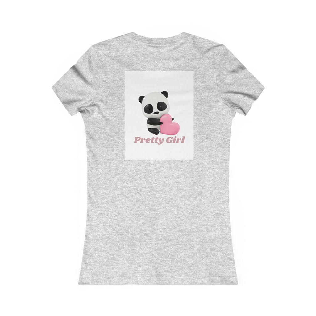 Pretty Girl Panda Tee — Cute Women's Graphic T-Shirt with Pink Heart