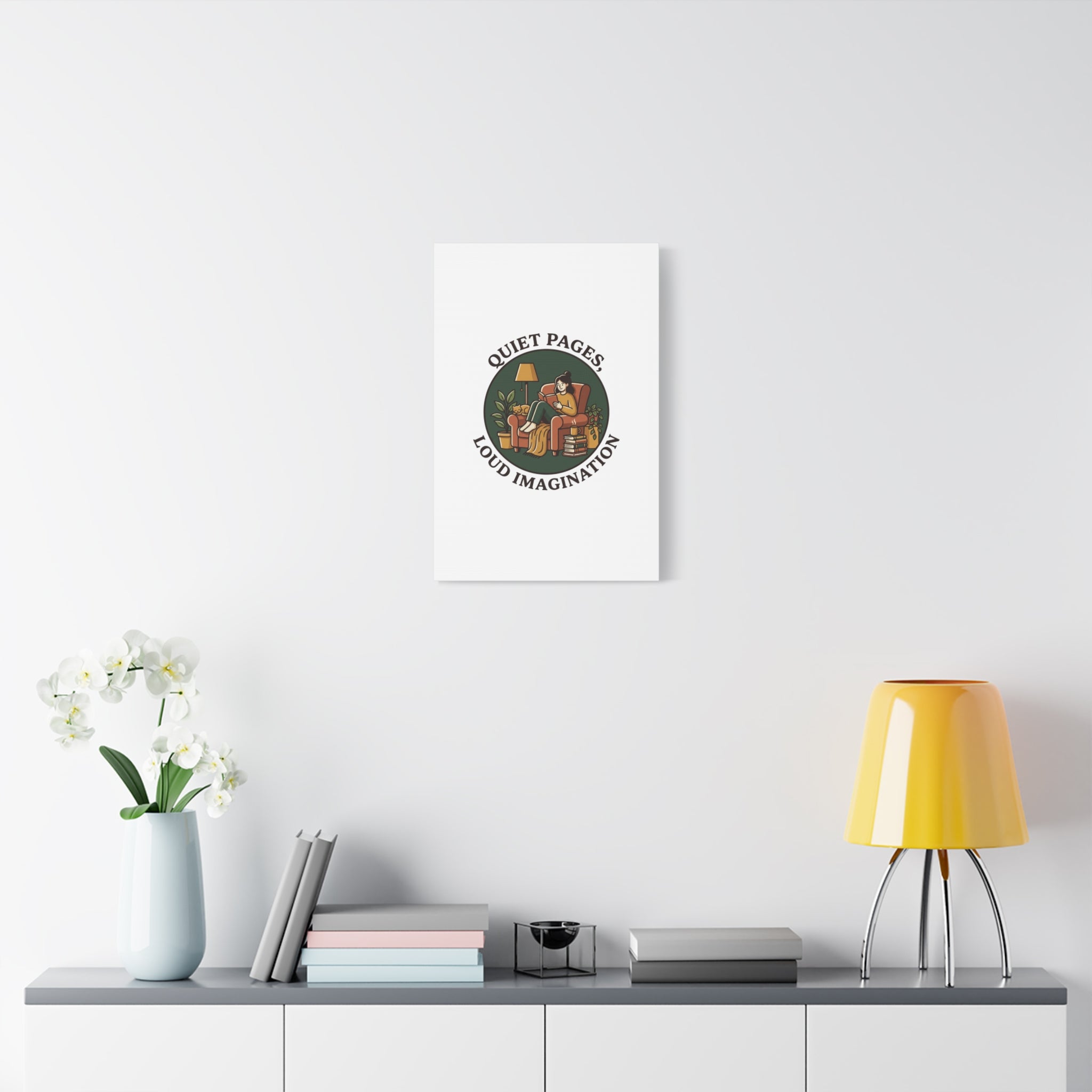 Quiet Pages Loud Imagination Canvas | Book Lover, Cozy Reading, Library Aesthetic