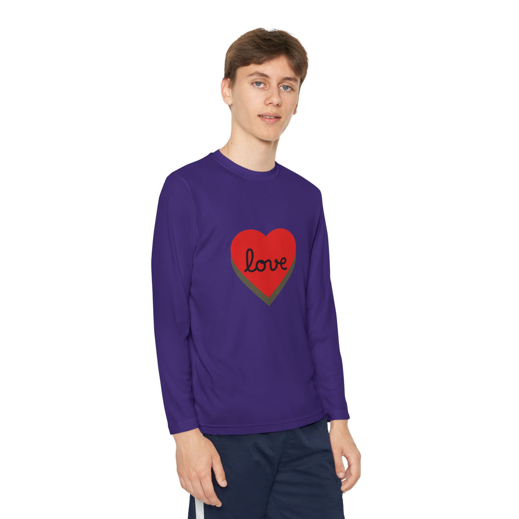 Youth Long Sleeve Tee — Red Heart "love" Graphic