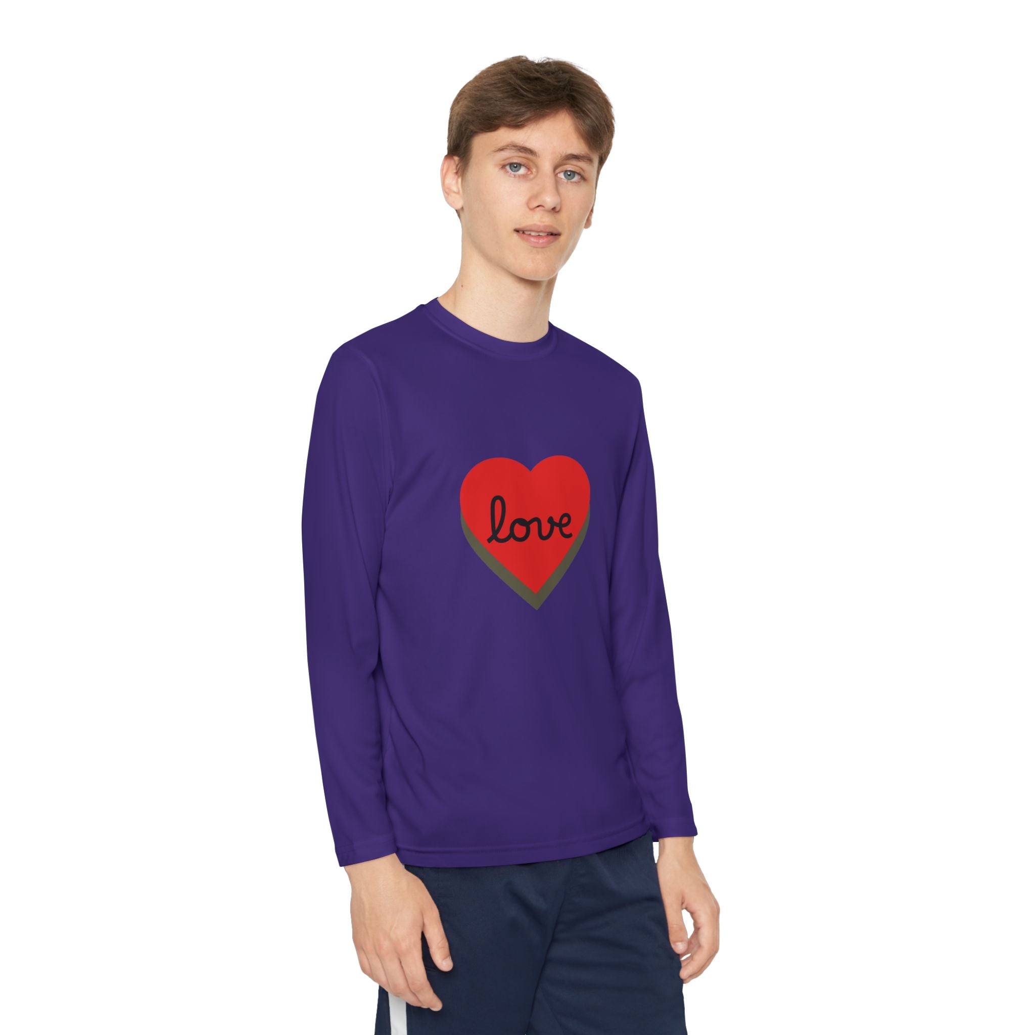 Youth Long Sleeve Tee — Red Heart "love" Graphic