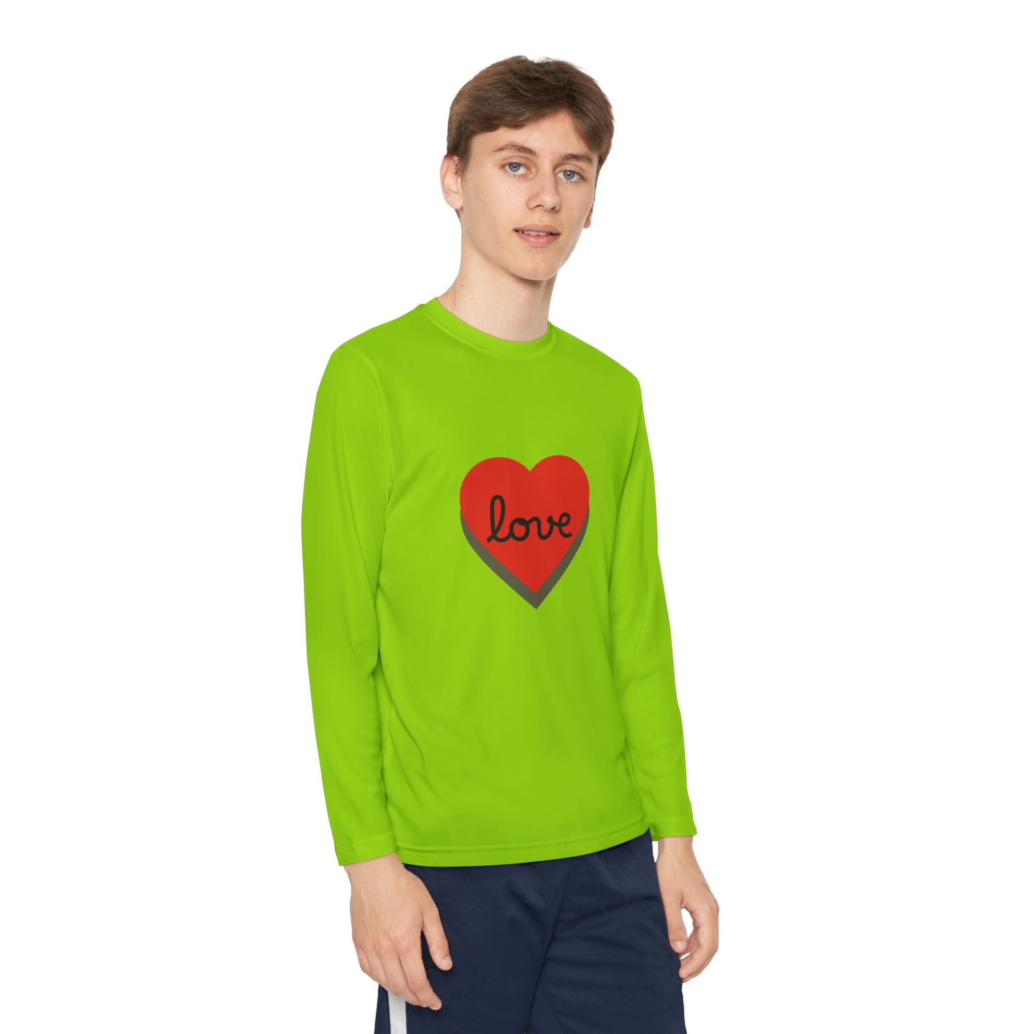 Youth Long Sleeve Tee — Red Heart "love" Graphic