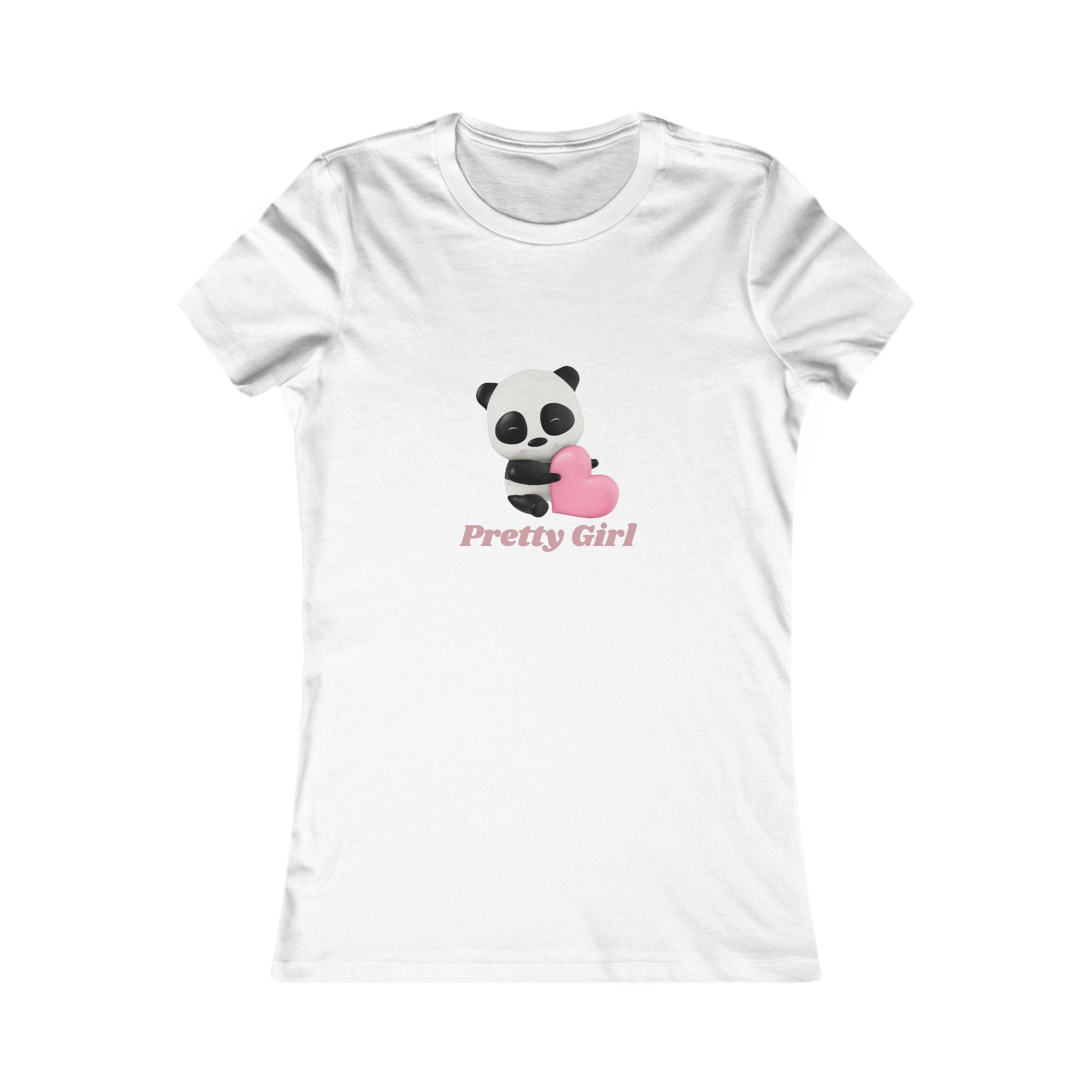 Pretty Girl Panda Tee — Cute Women's Graphic T-Shirt with Pink Heart