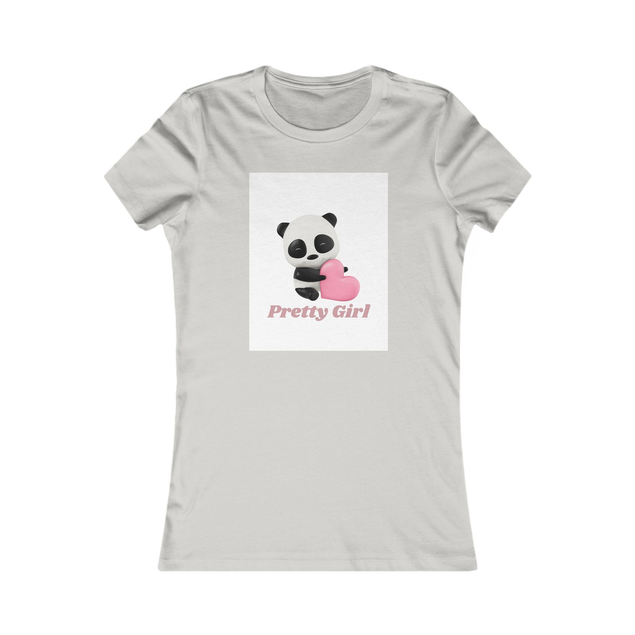 Pretty Girl Panda Tee — Cute Women's Graphic T-Shirt with Pink Heart