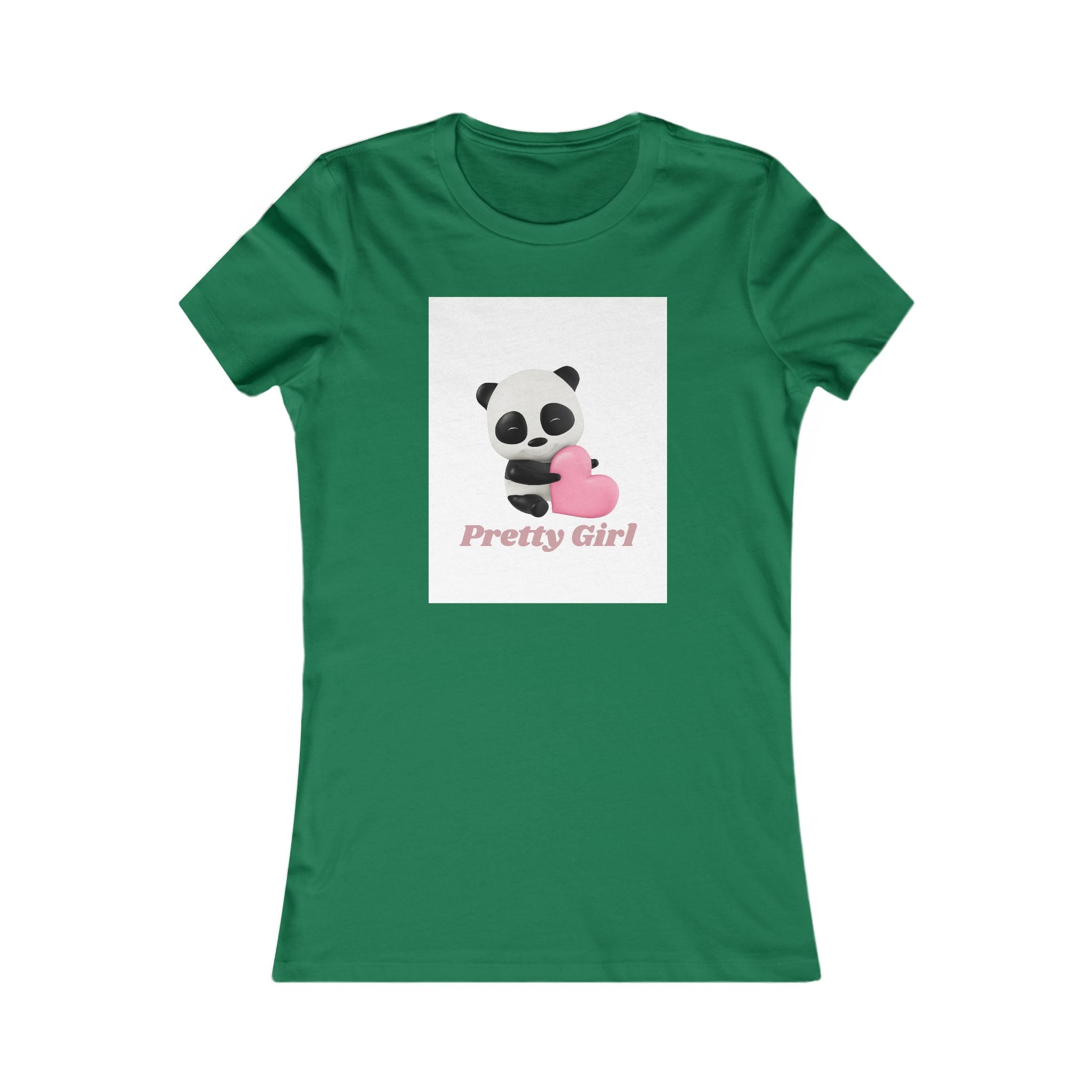 Pretty Girl Panda Tee — Cute Women's Graphic T-Shirt with Pink Heart