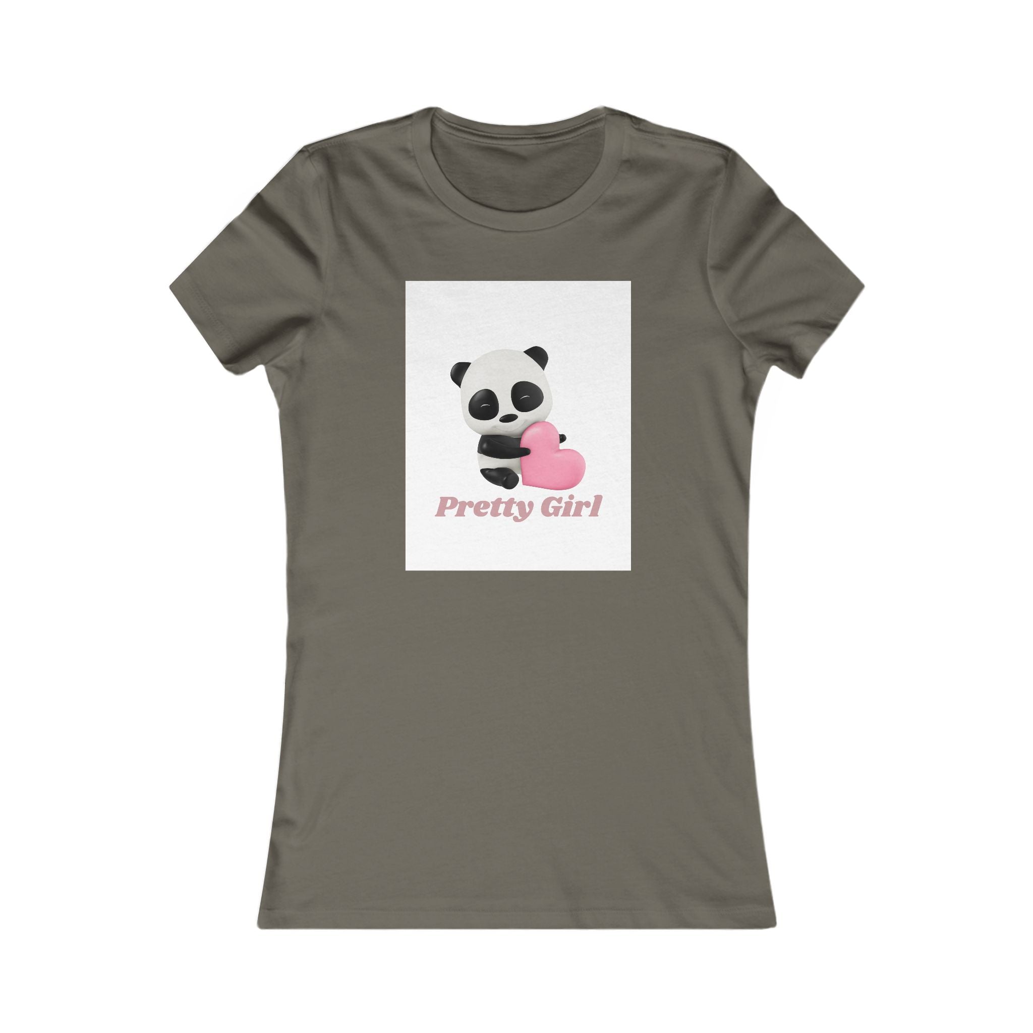 Pretty Girl Panda Tee — Cute Women's Graphic T-Shirt with Pink Heart