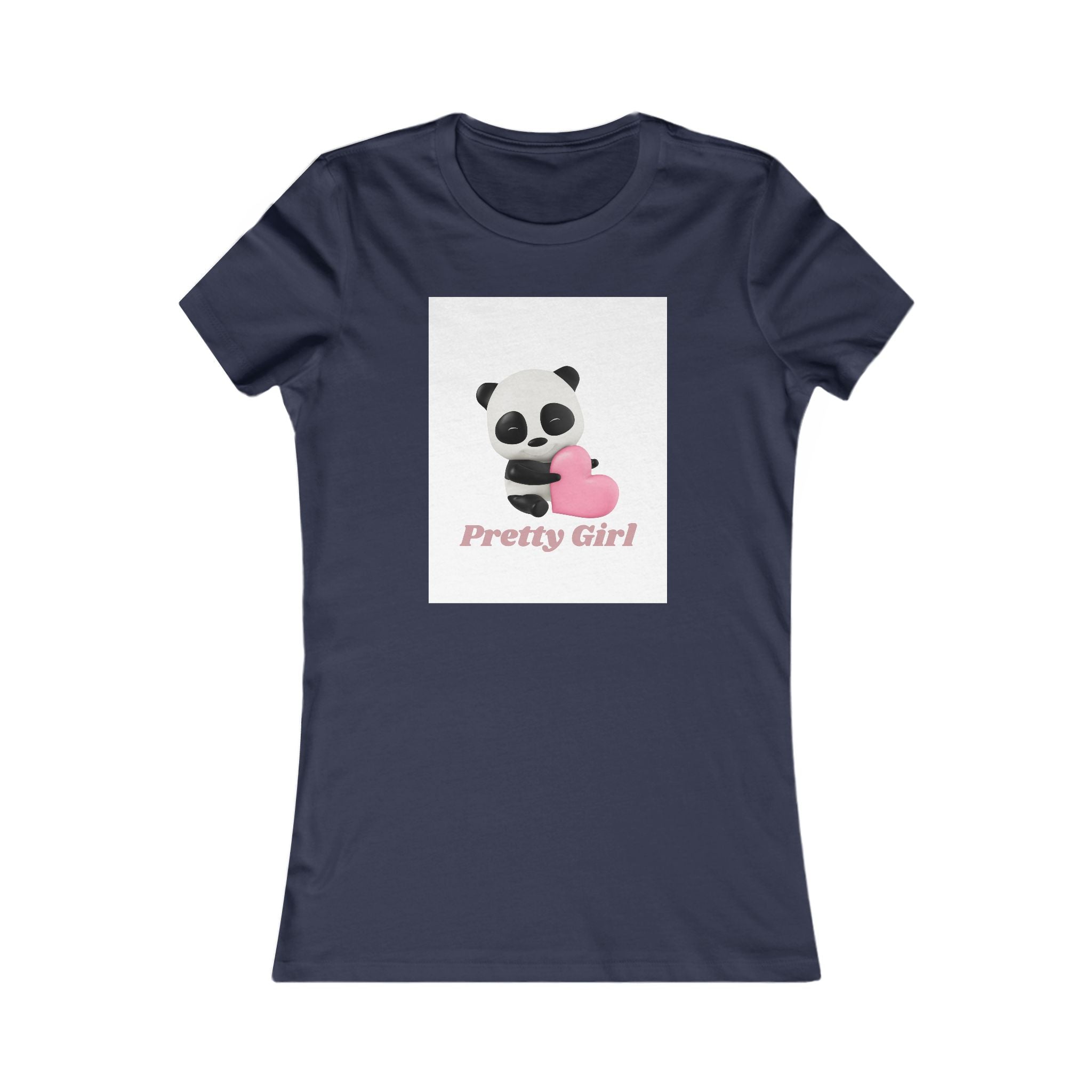 Pretty Girl Panda Tee — Cute Women's Graphic T-Shirt with Pink Heart