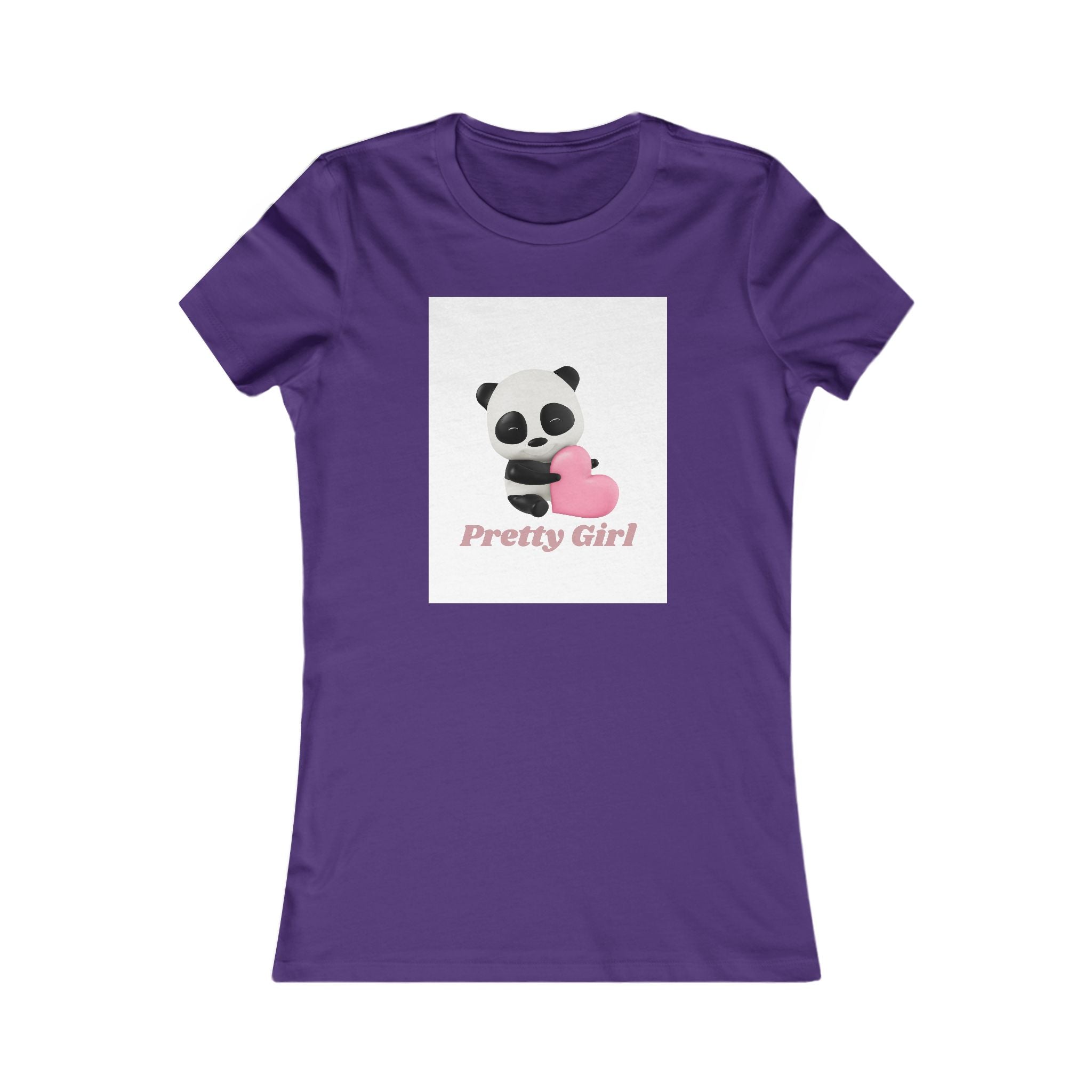 Pretty Girl Panda Tee — Cute Women's Graphic T-Shirt with Pink Heart