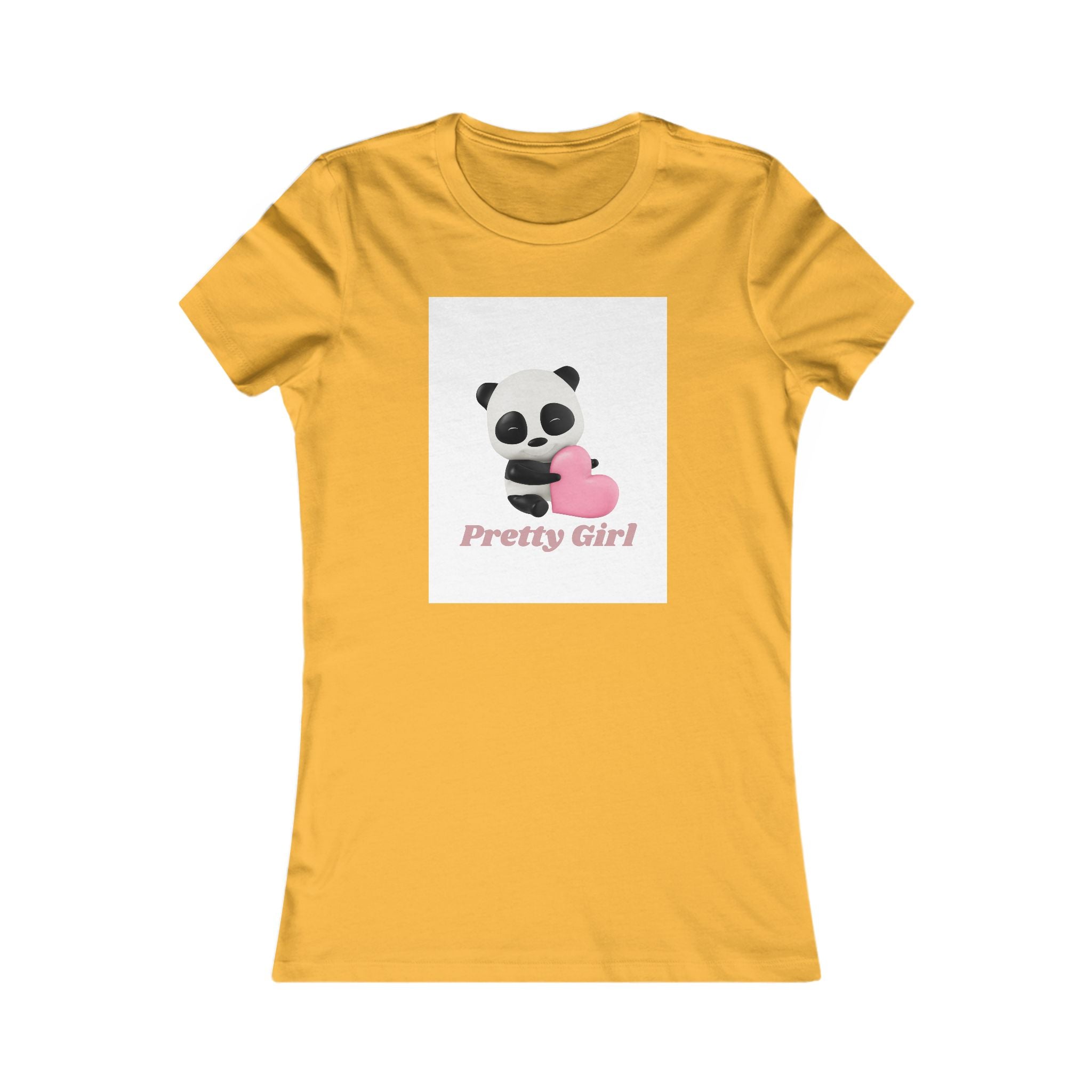 Pretty Girl Panda Tee — Cute Women's Graphic T-Shirt with Pink Heart