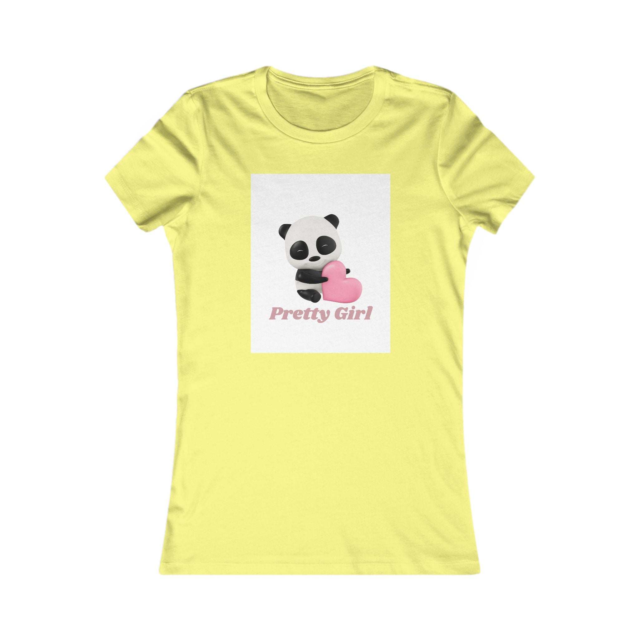 Pretty Girl Panda Tee — Cute Women's Graphic T-Shirt with Pink Heart
