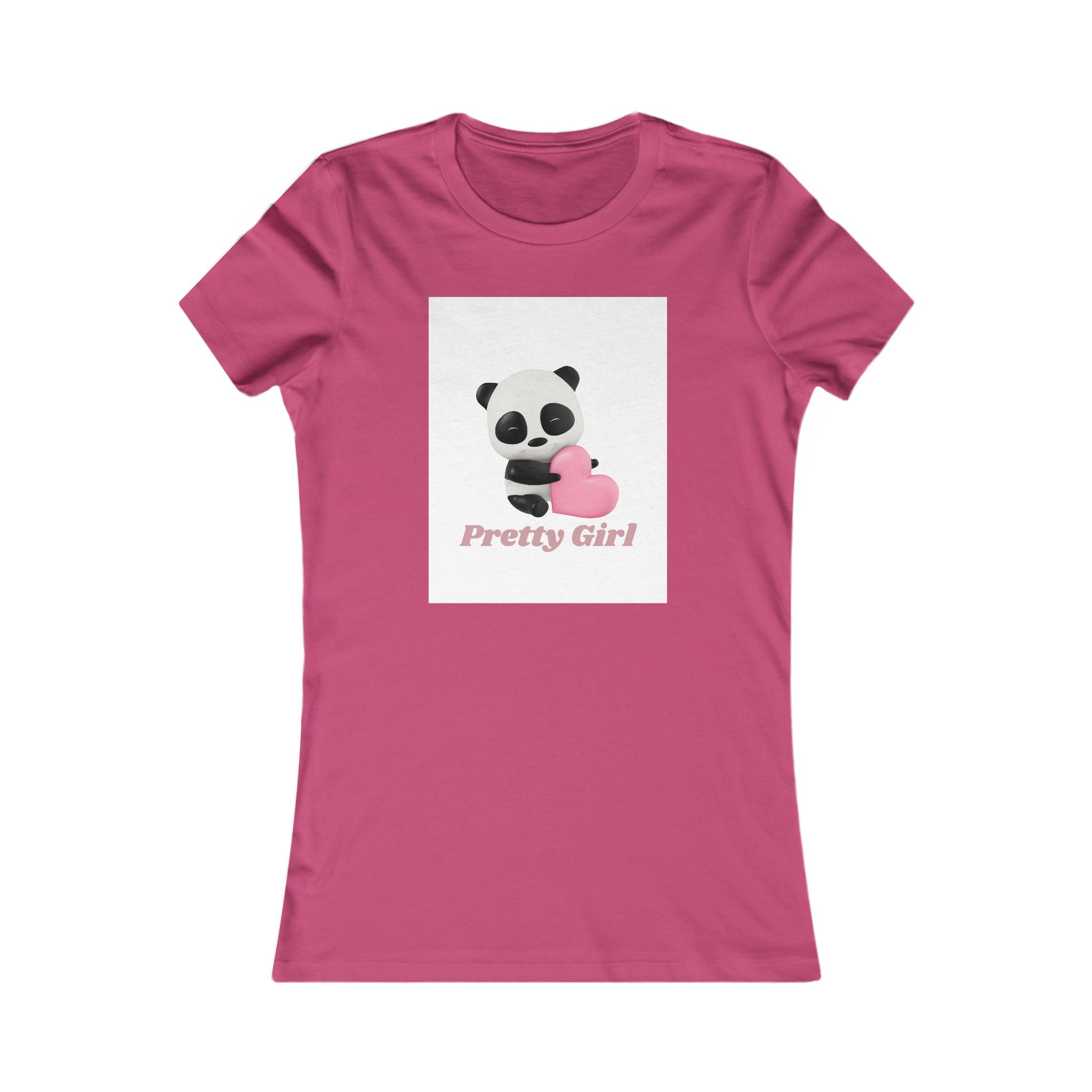 Pretty Girl Panda Tee — Cute Women's Graphic T-Shirt with Pink Heart