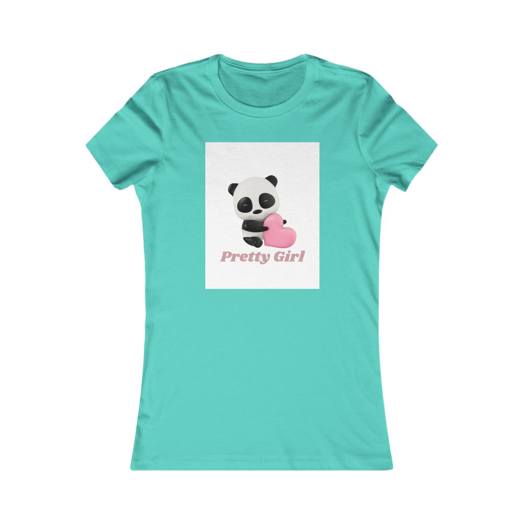 Pretty Girl Panda Tee — Cute Women's Graphic T-Shirt with Pink Heart