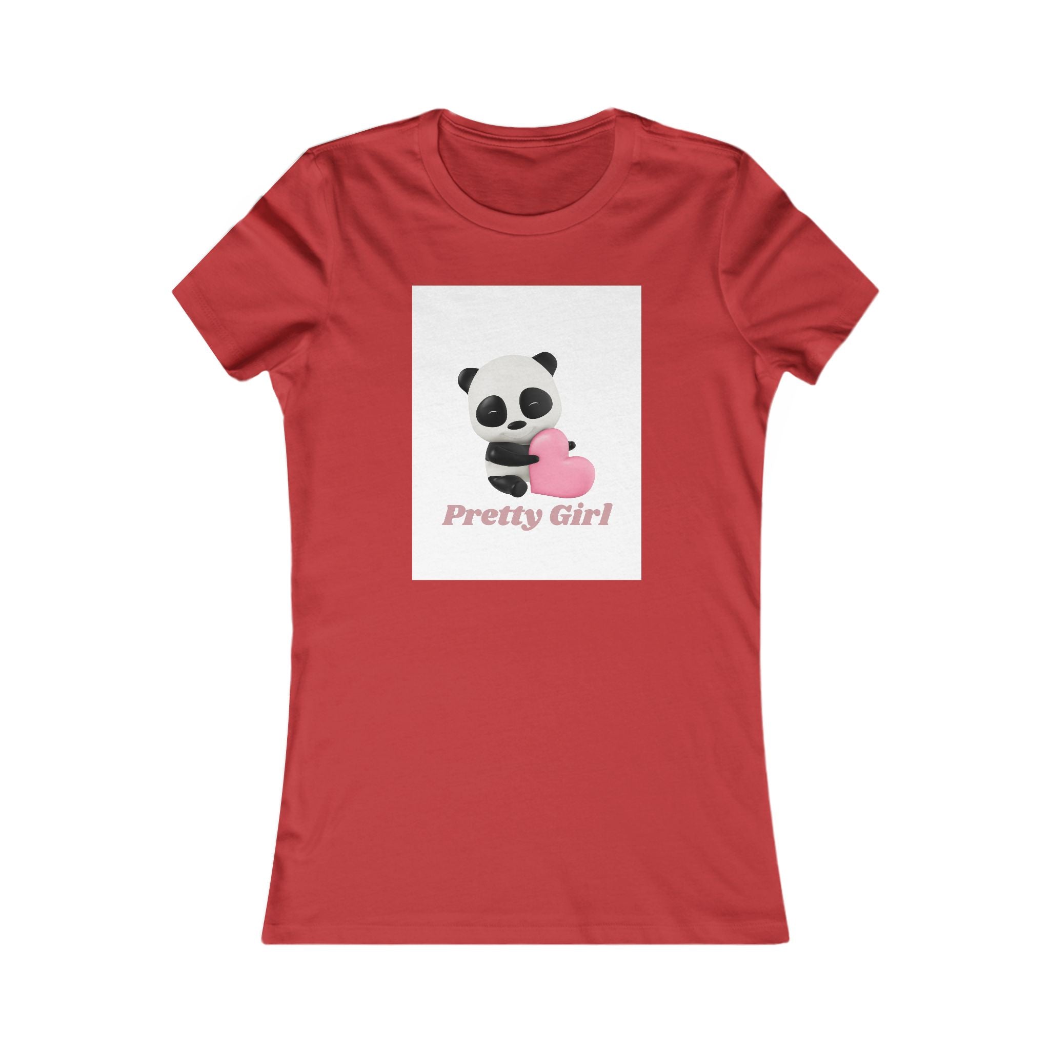 Pretty Girl Panda Tee — Cute Women's Graphic T-Shirt with Pink Heart