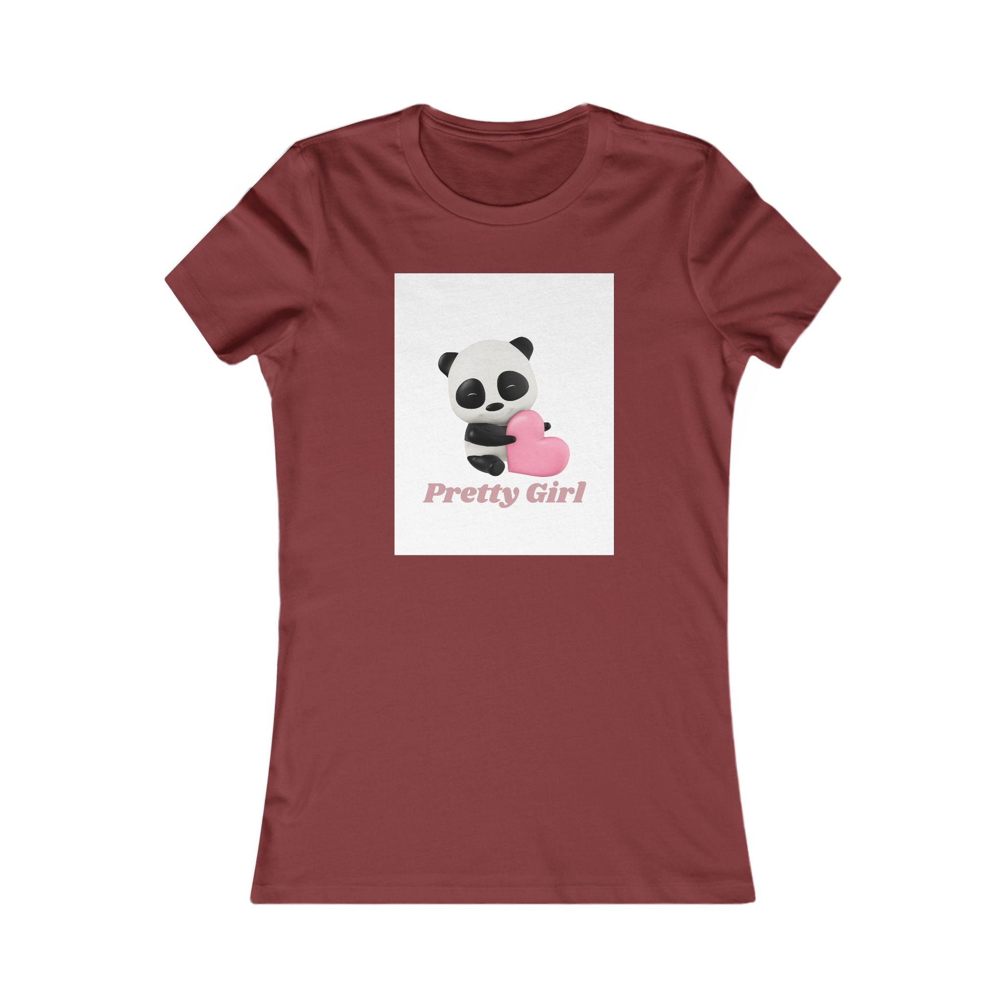 Pretty Girl Panda Tee — Cute Women's Graphic T-Shirt with Pink Heart