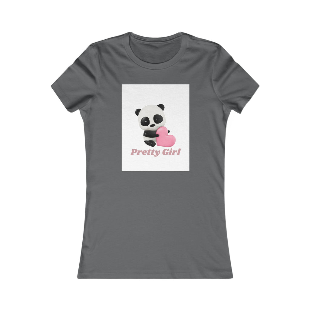 Pretty Girl Panda Tee — Cute Women's Graphic T-Shirt with Pink Heart