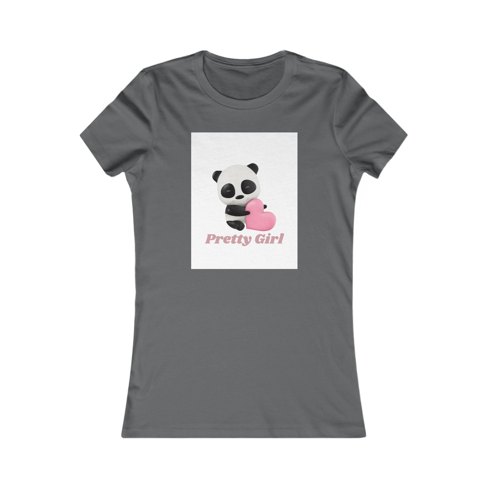 Pretty Girl Panda Tee — Cute Women's Graphic T-Shirt with Pink Heart