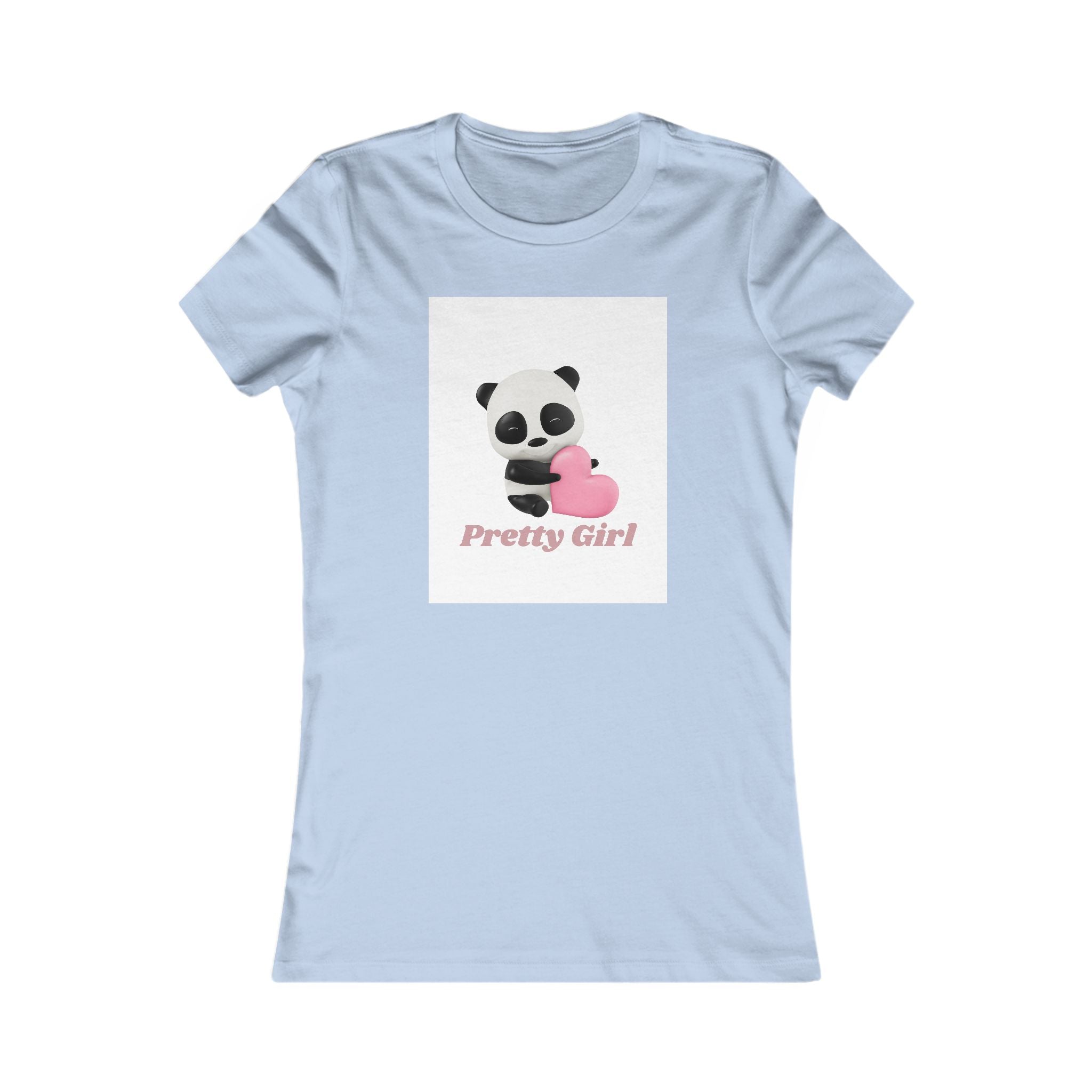 Pretty Girl Panda Tee — Cute Women's Graphic T-Shirt with Pink Heart