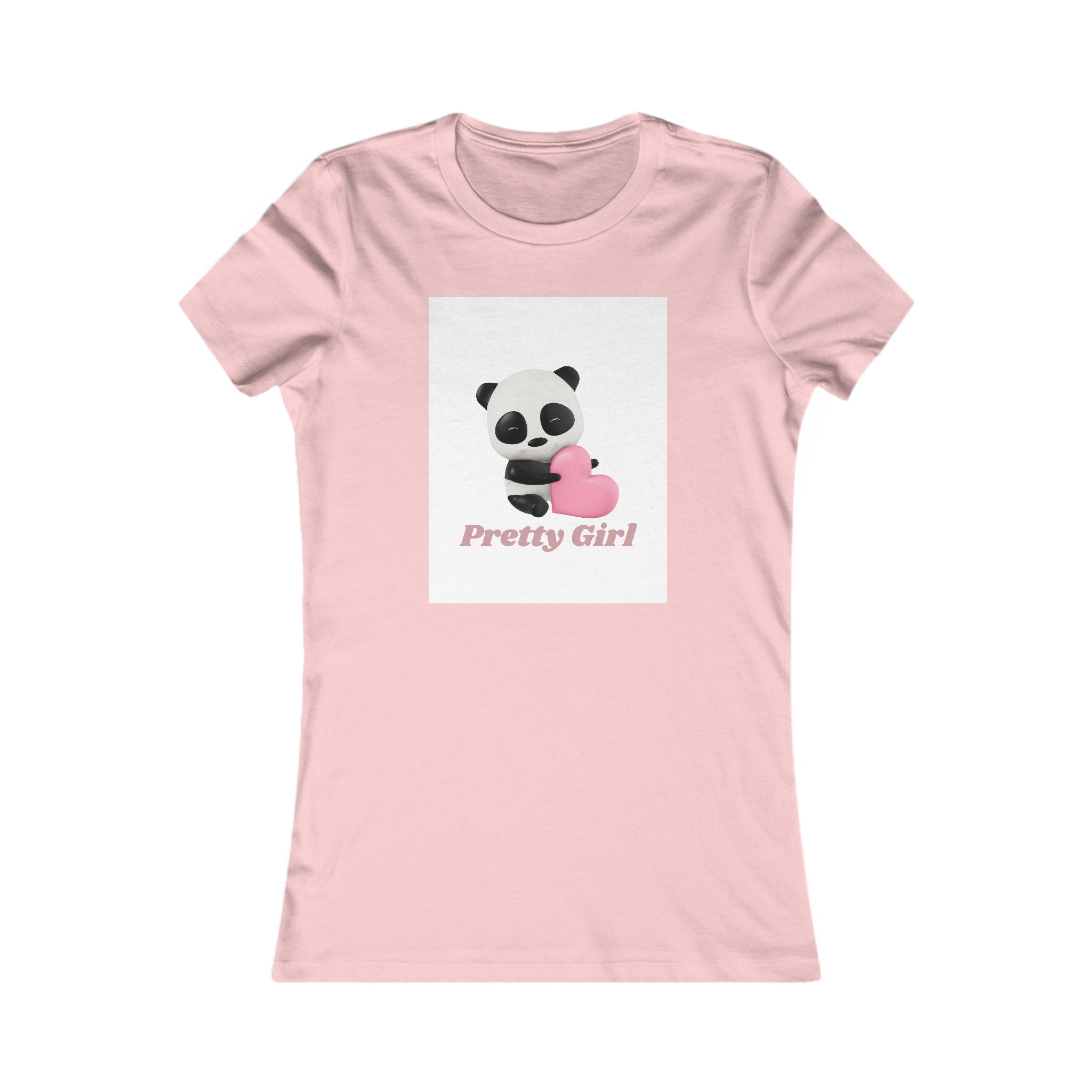 Pretty Girl Panda Tee — Cute Women's Graphic T-Shirt with Pink Heart
