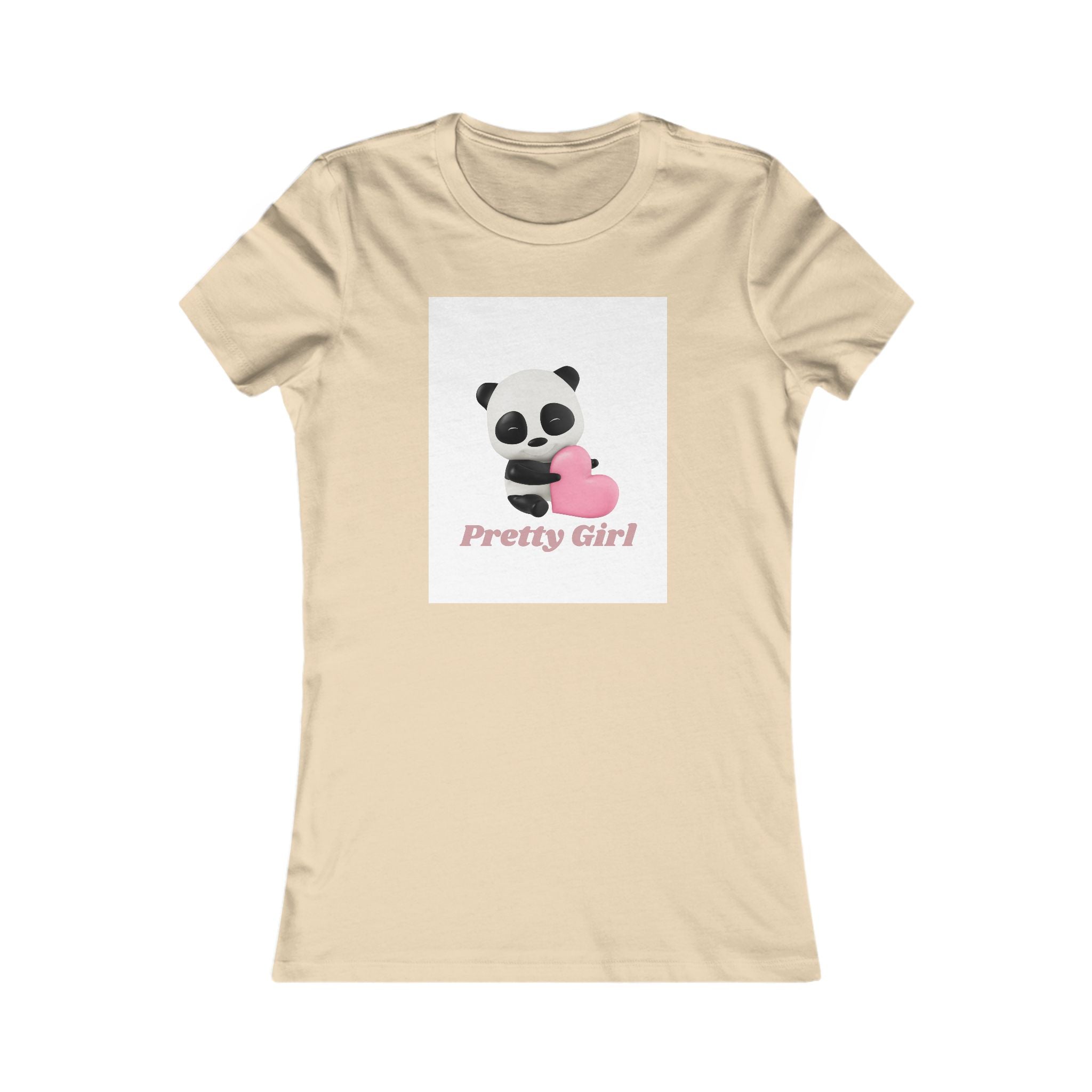Pretty Girl Panda Tee — Cute Women's Graphic T-Shirt with Pink Heart