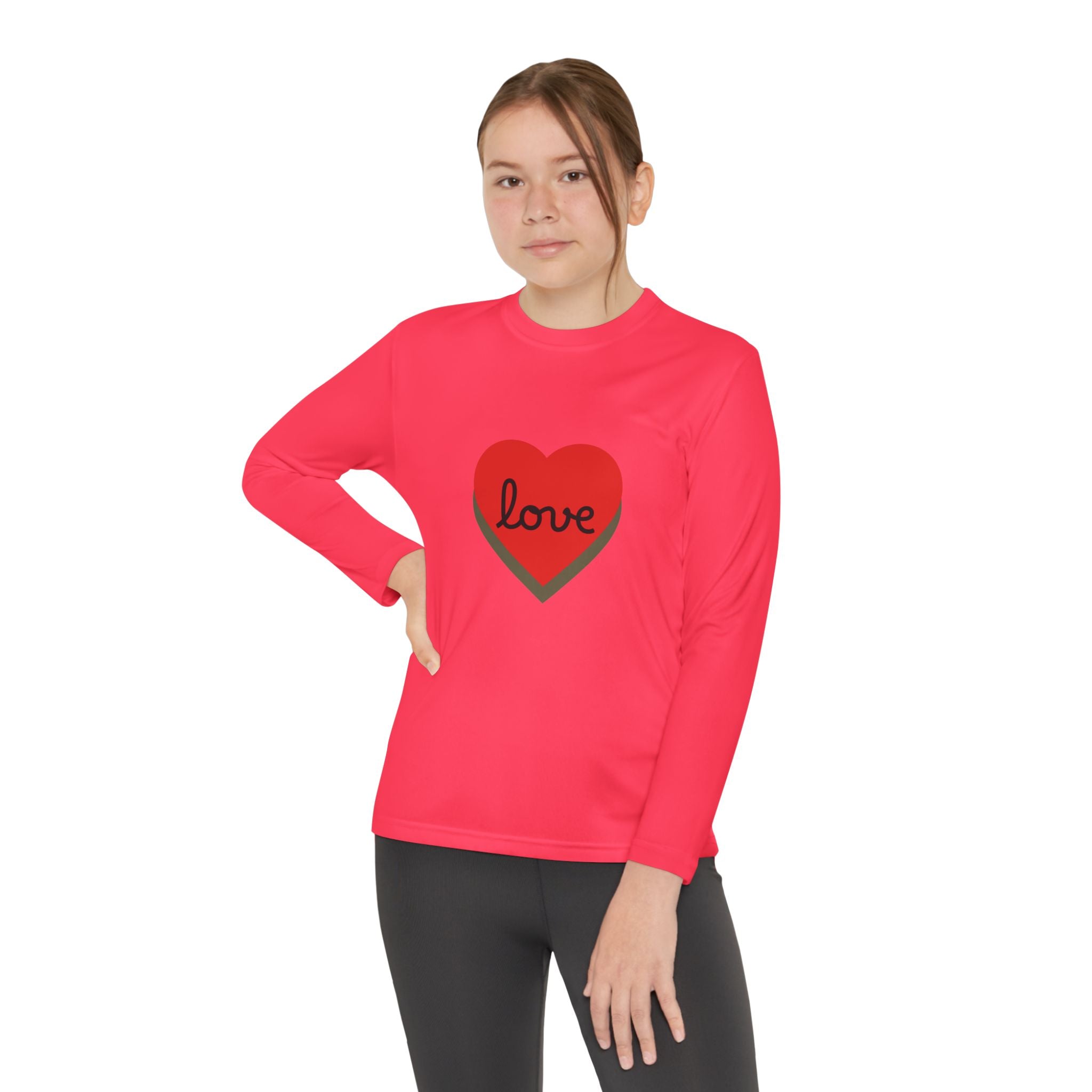 Youth Long Sleeve Tee — Red Heart "love" Graphic