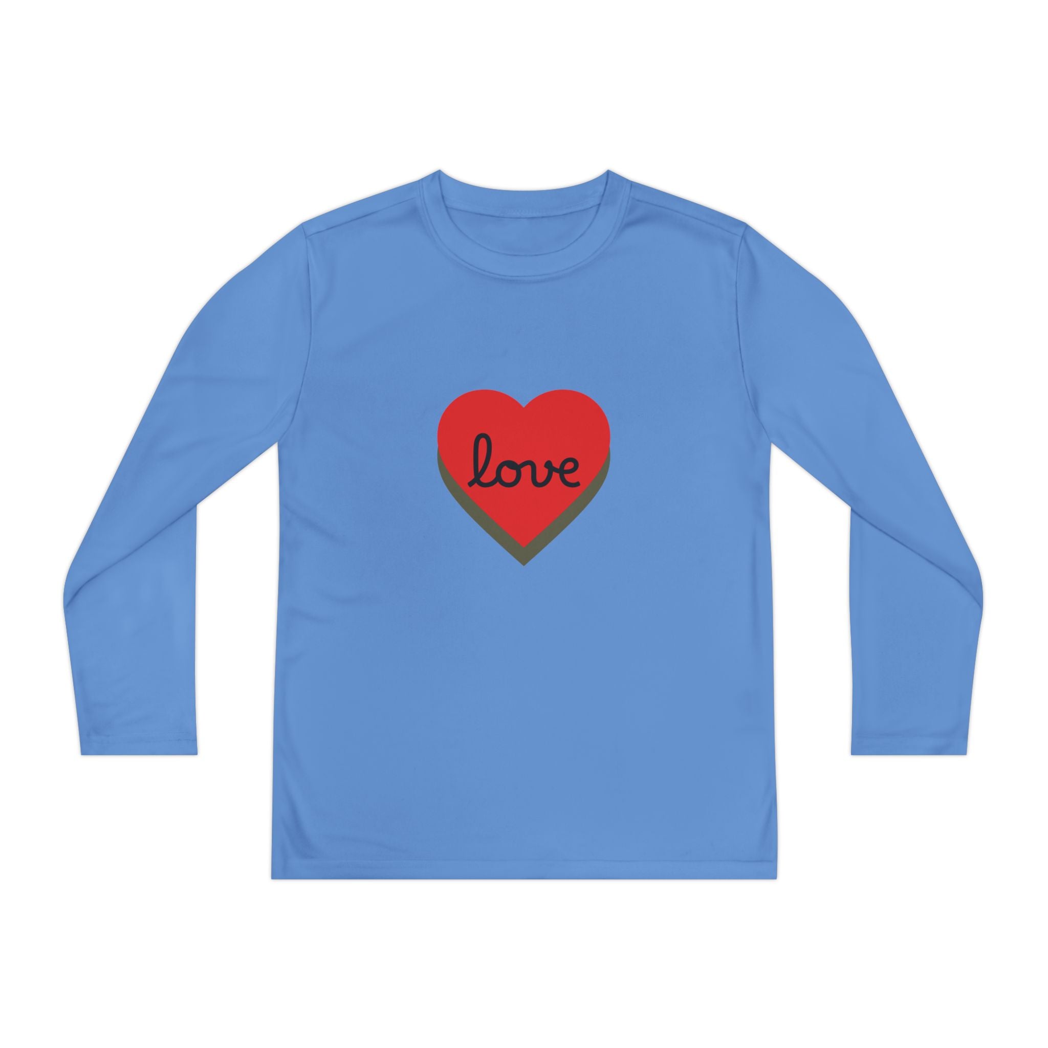 Youth Long Sleeve Tee — Red Heart "love" Graphic