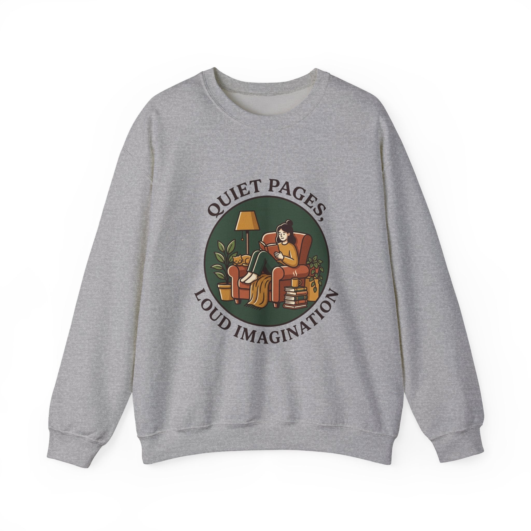 Quiet Pages Loud Imagination Crewneck Sweatshirt | Bookish Cozy Reading, Library Aesthetic