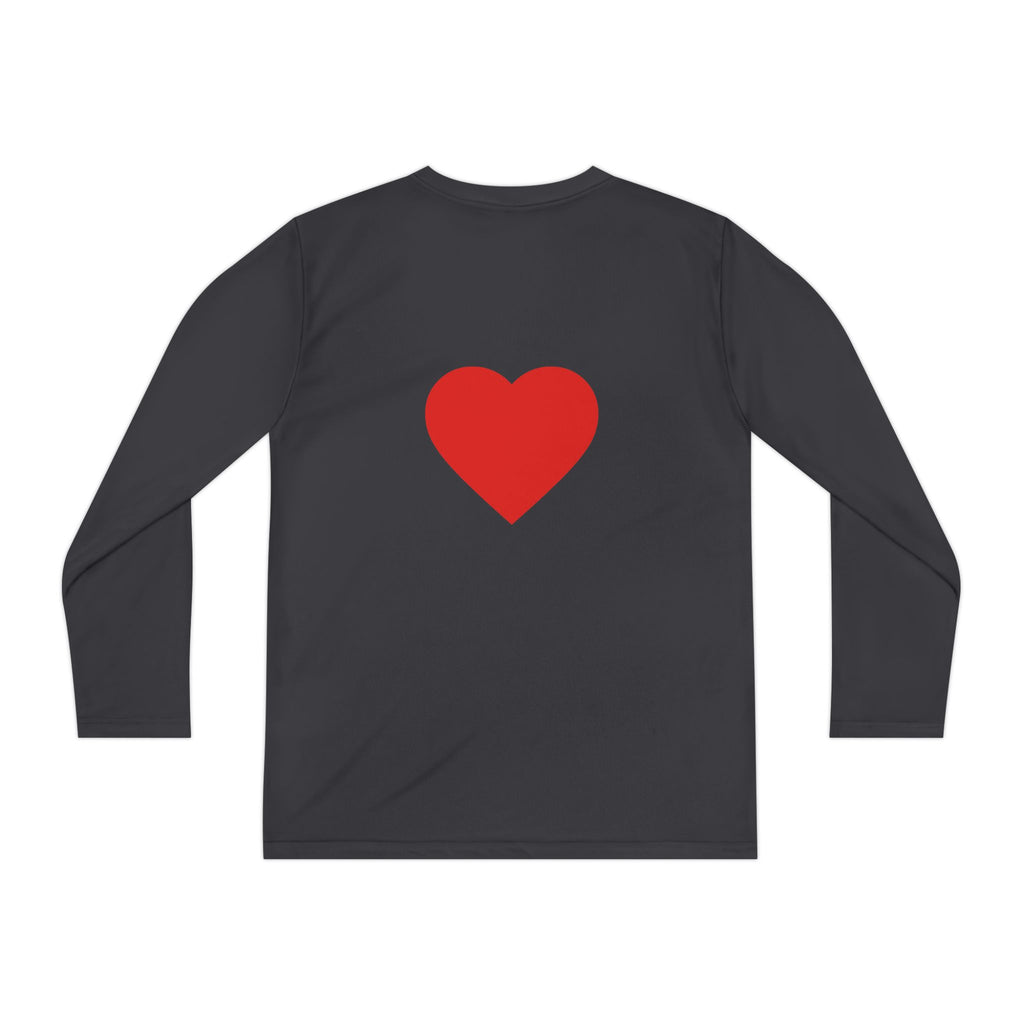 Youth Long Sleeve Tee — Red Heart "love" Graphic