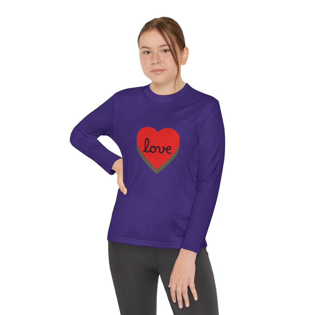 Youth Long Sleeve Tee — Red Heart "love" Graphic