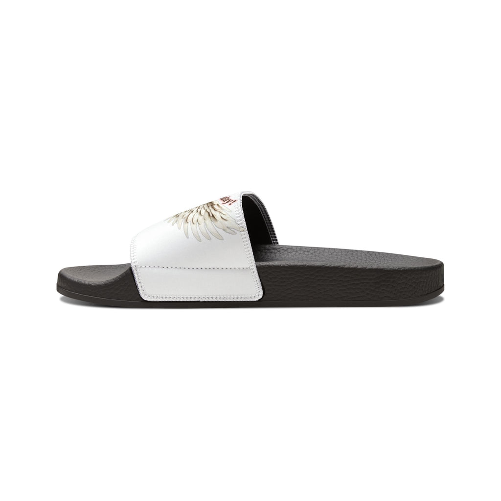 Youth Slide Sandals — "Happy Birthday" Feather Wings Design