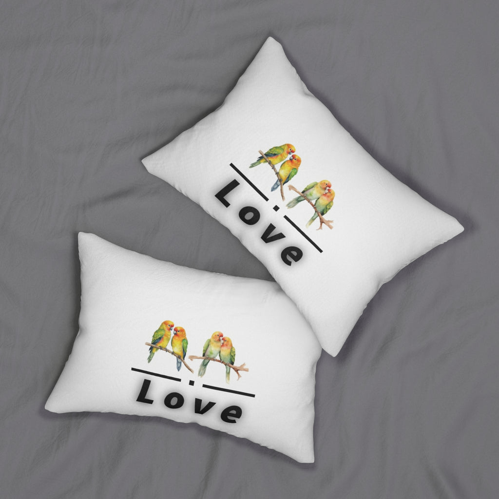 Love Parrot Lumbar Pillow — Cute Bird Couple Decorative Pillow