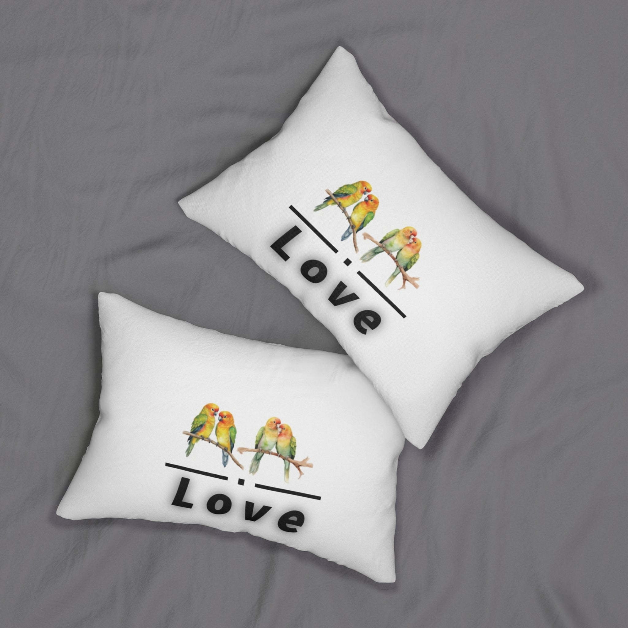 Love Parrot Lumbar Pillow — Cute Bird Couple Decorative Pillow