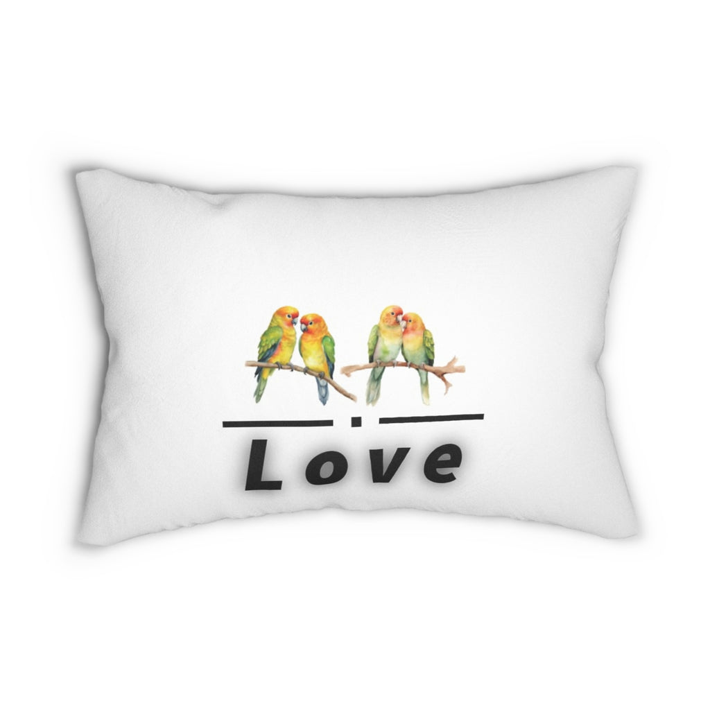 Love Parrot Lumbar Pillow — Cute Bird Couple Decorative Pillow