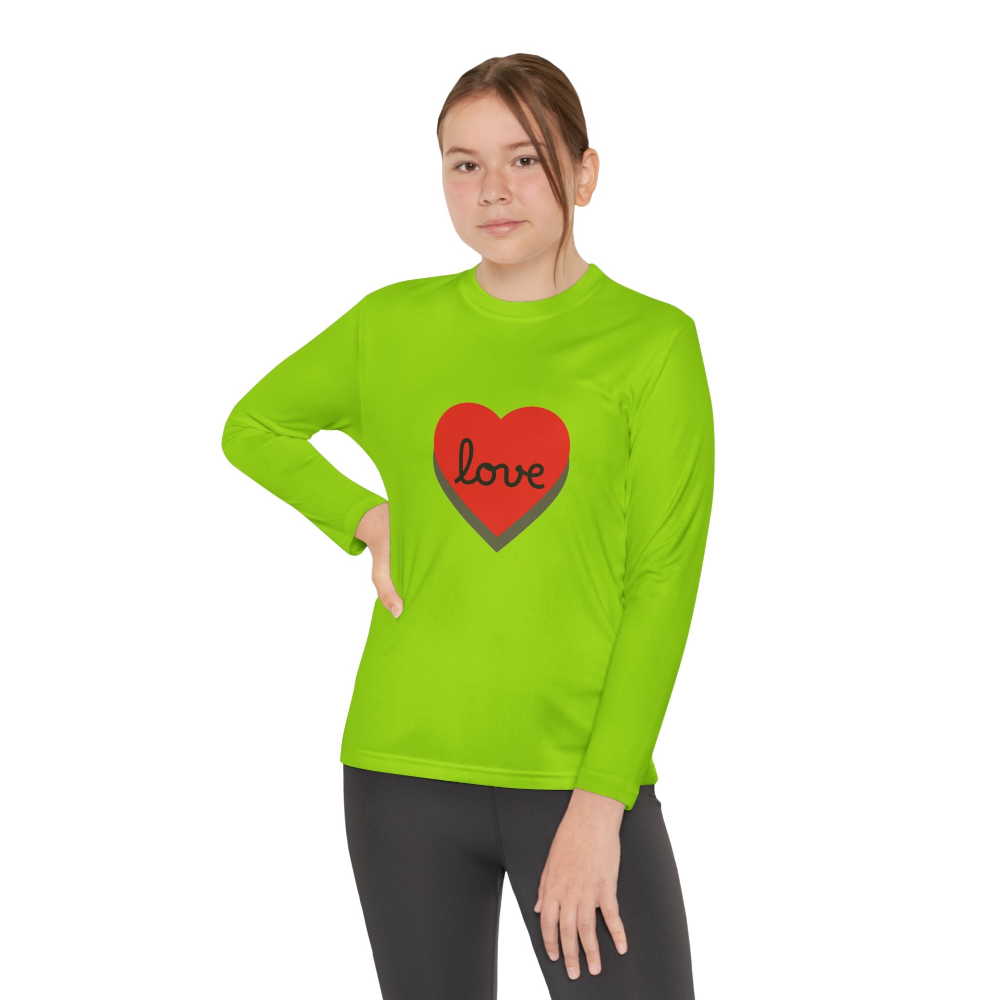 Youth Long Sleeve Tee — Red Heart "love" Graphic